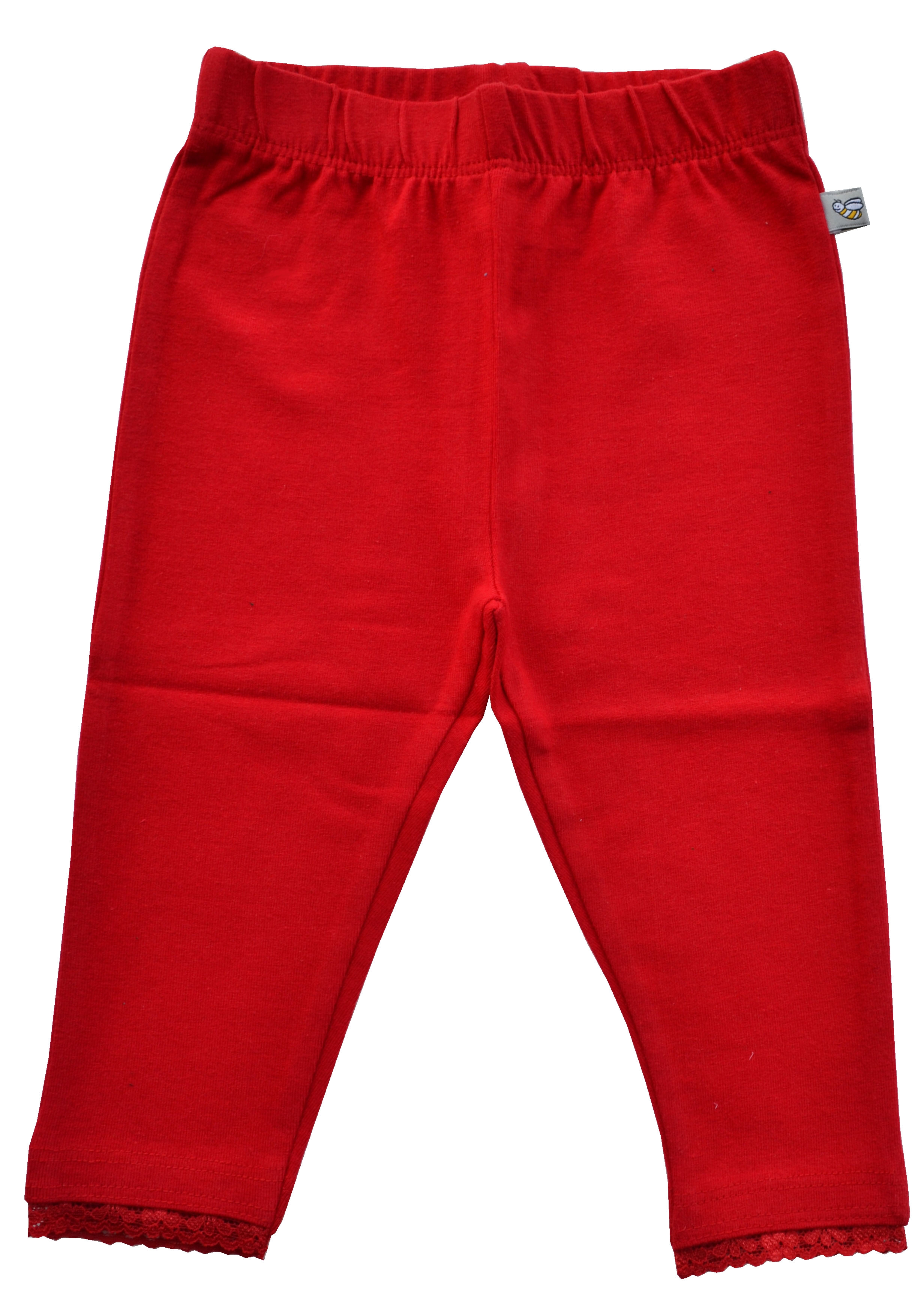 Girls Red Solid Leggings (95% Cotton 5%Elasthan Jersey)