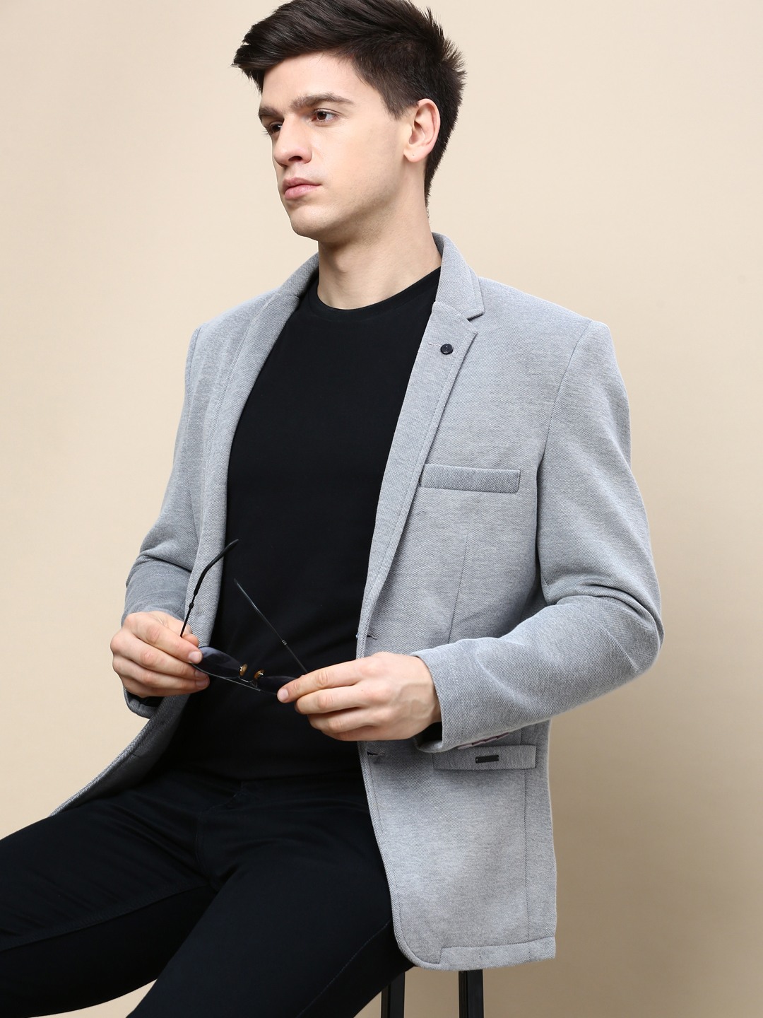 Light grey blazer men top