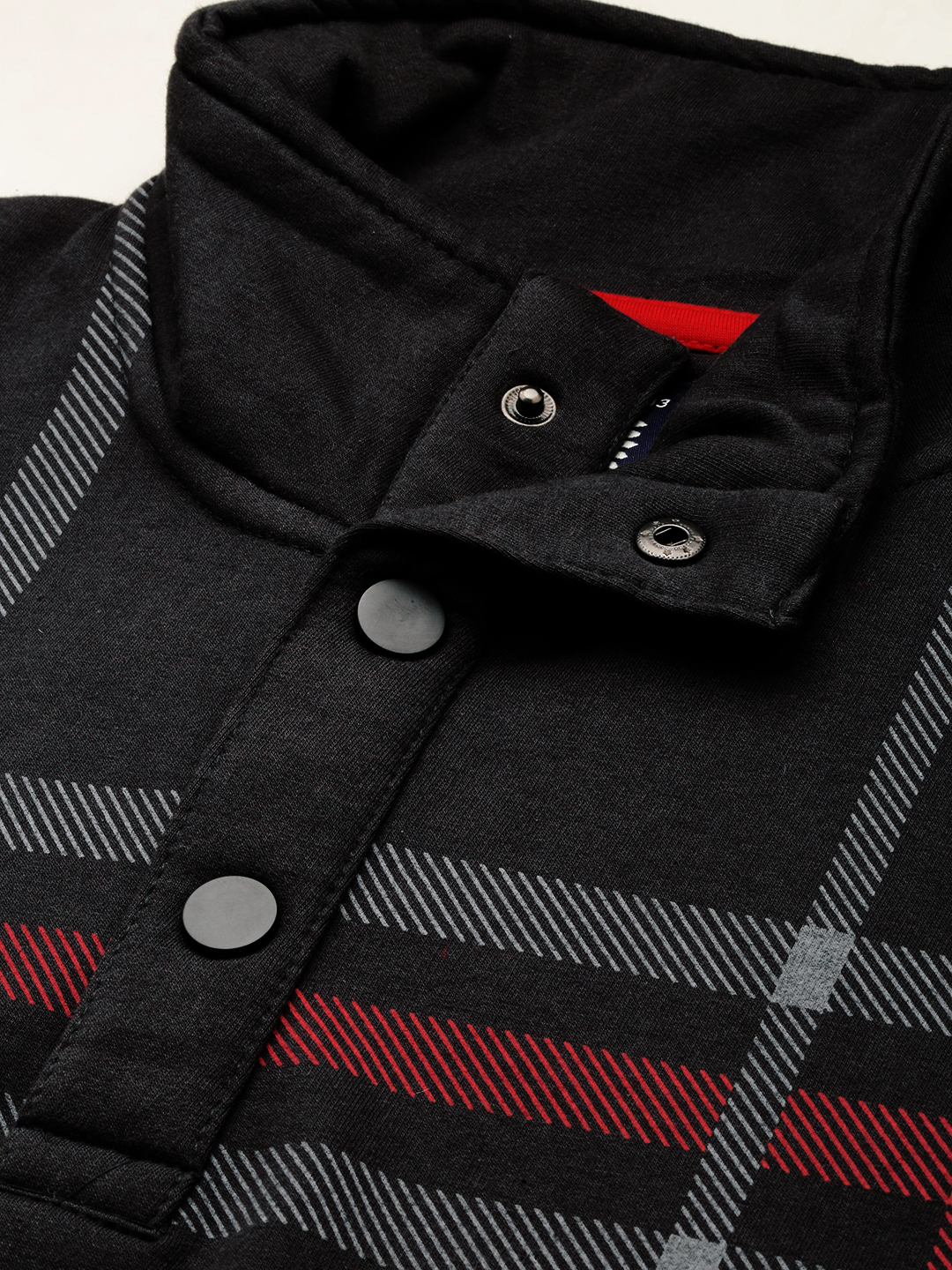 SHOWOFF Men's Checked Grey Mock Collar Tracksuit