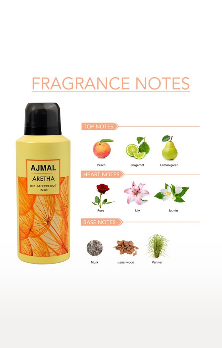 Ajmal | Ajmal Aretha Deodorant Fruity Perfume 150ML Long Lasting Scent Spray Party Wear Gift For Women Online Exclusive 3