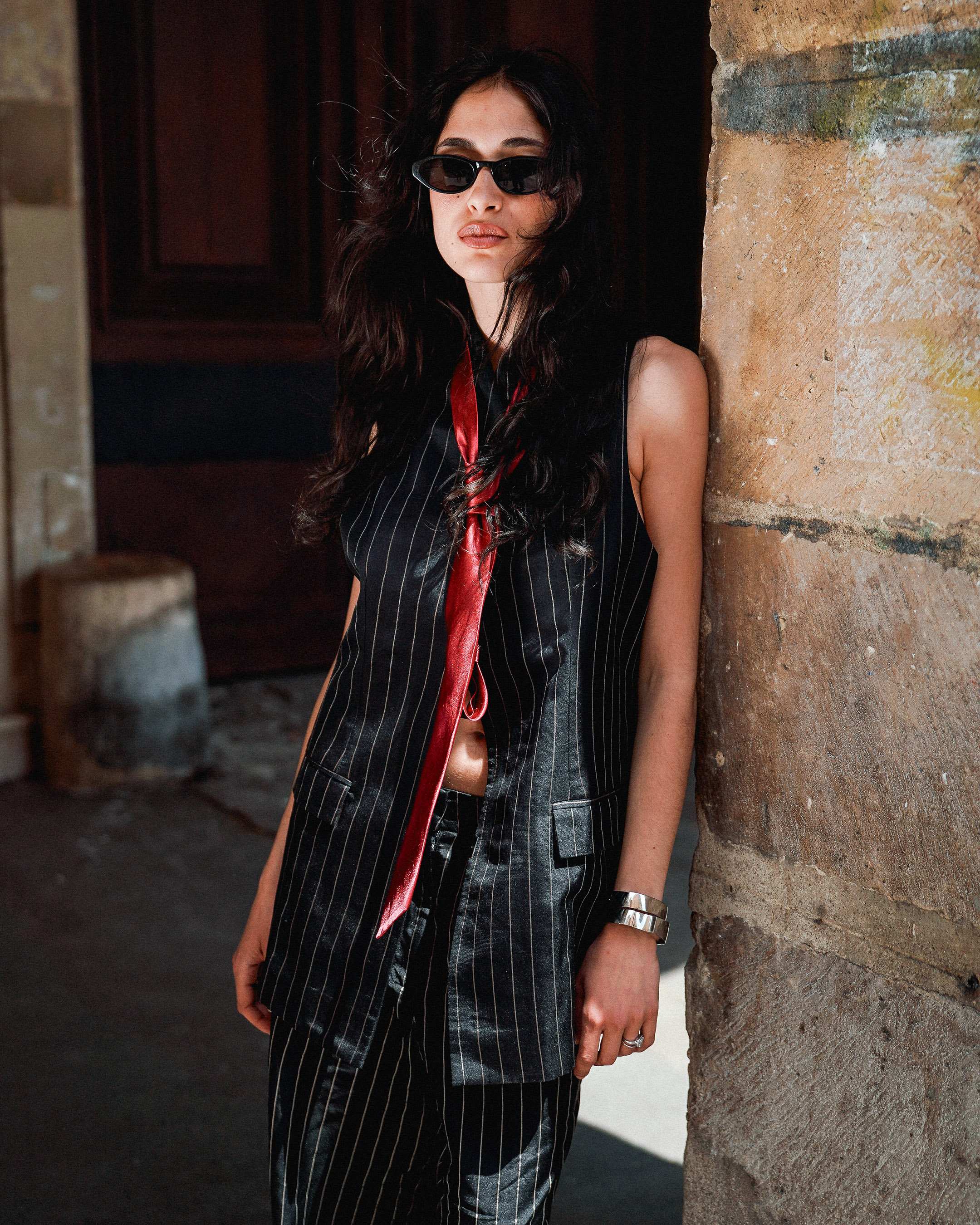 Blackened Pinstripe Vest & Pants