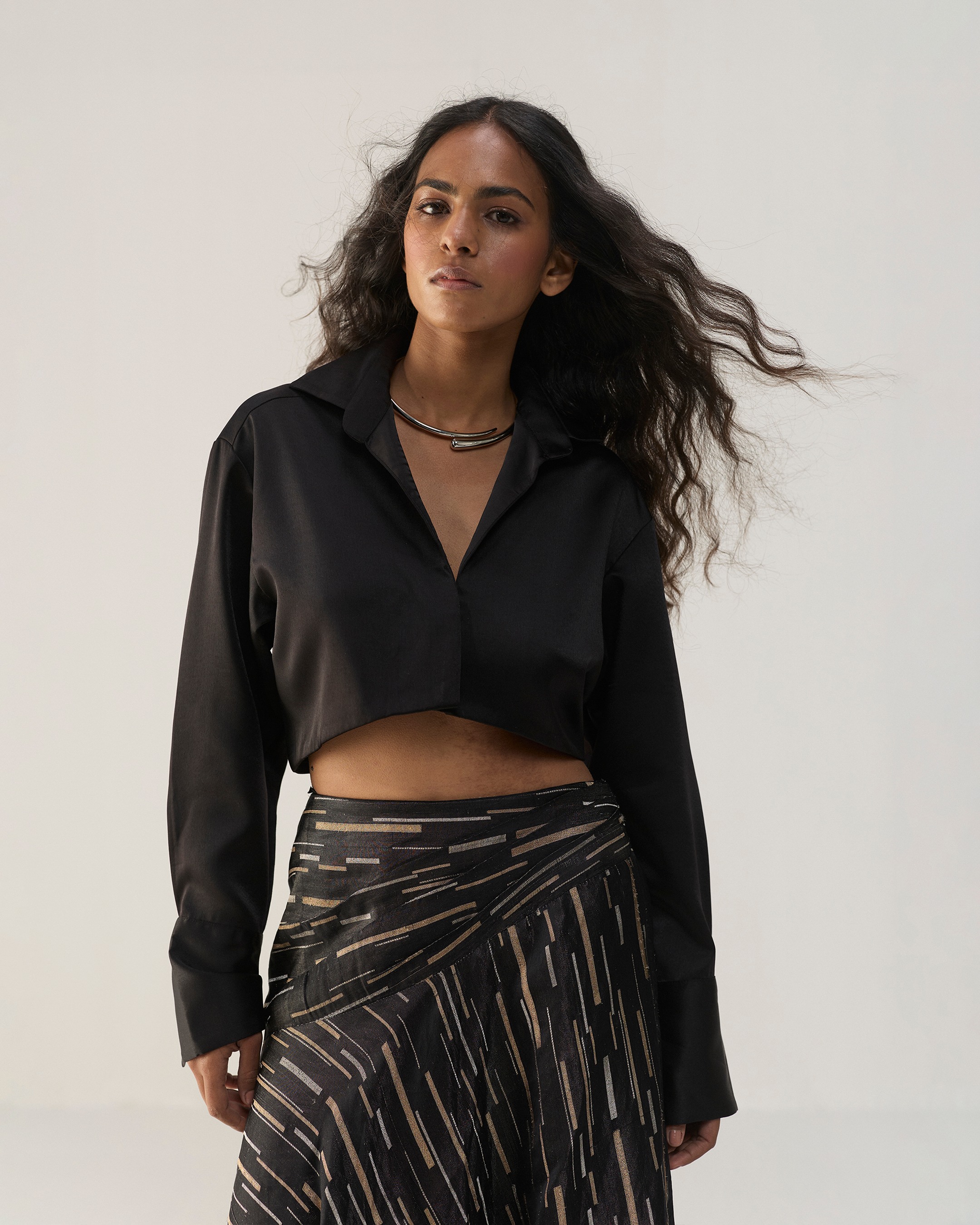 Black Onyx Bias Skirt Set