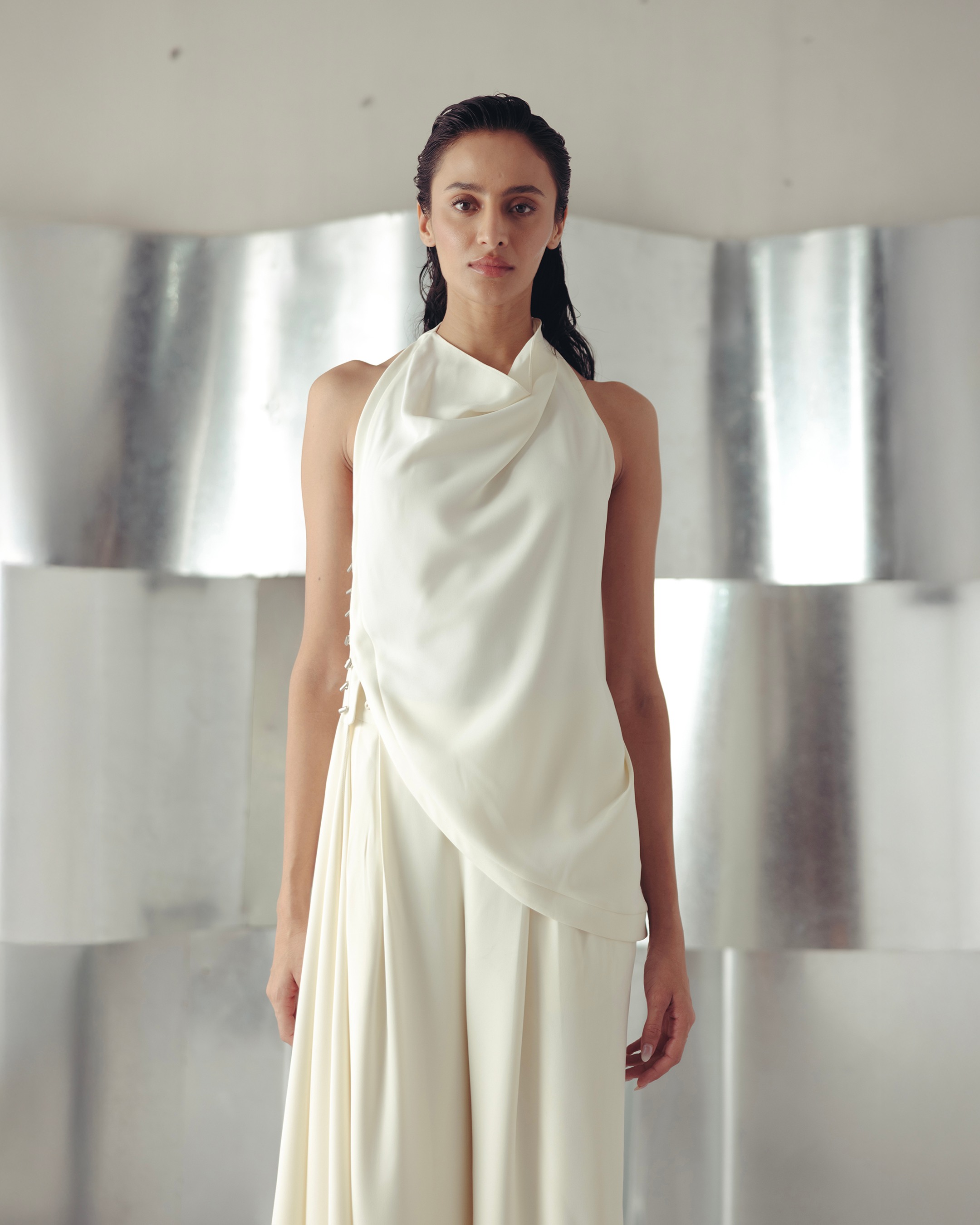 Antique White Cowl Top