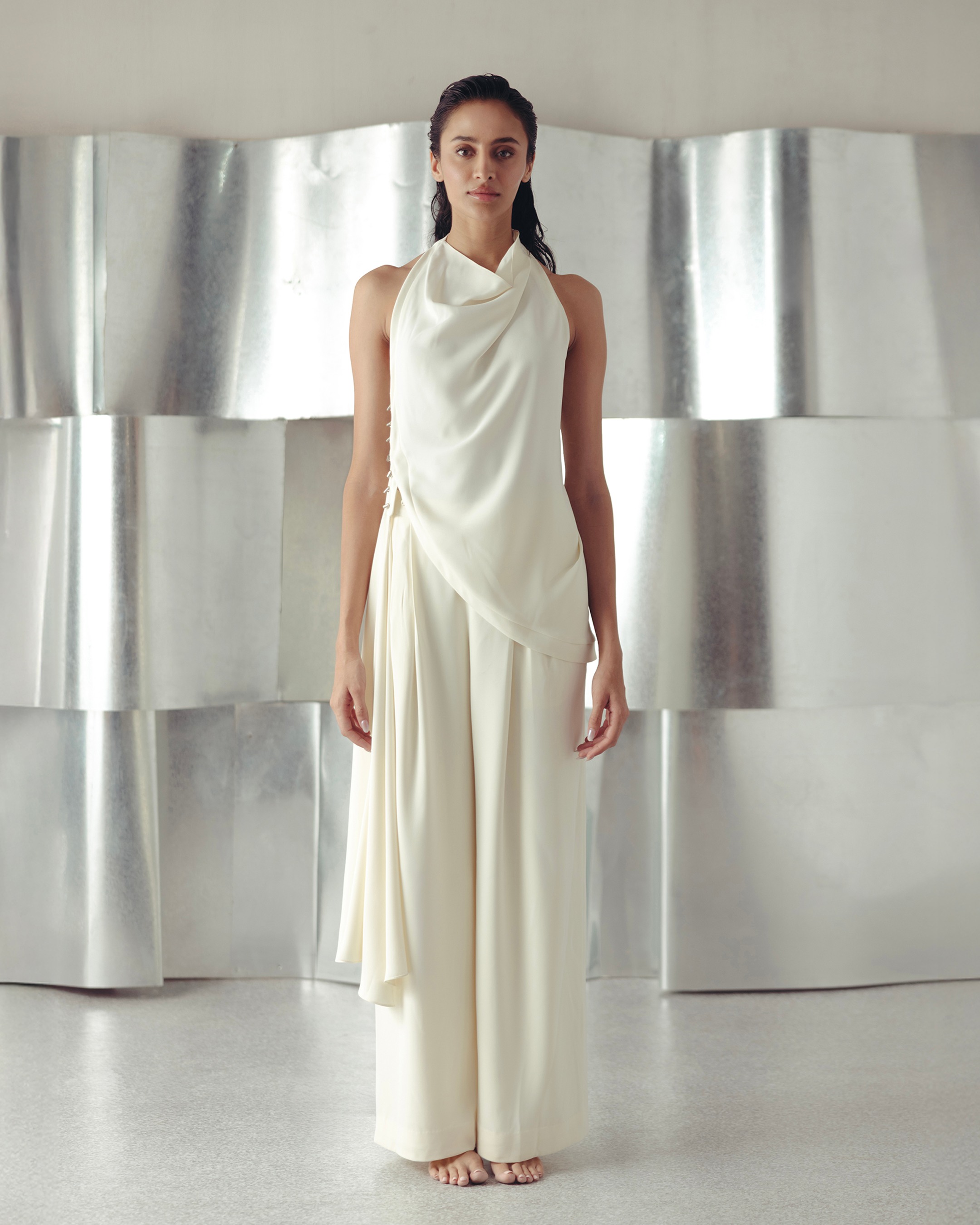 Antique White Cowl Top