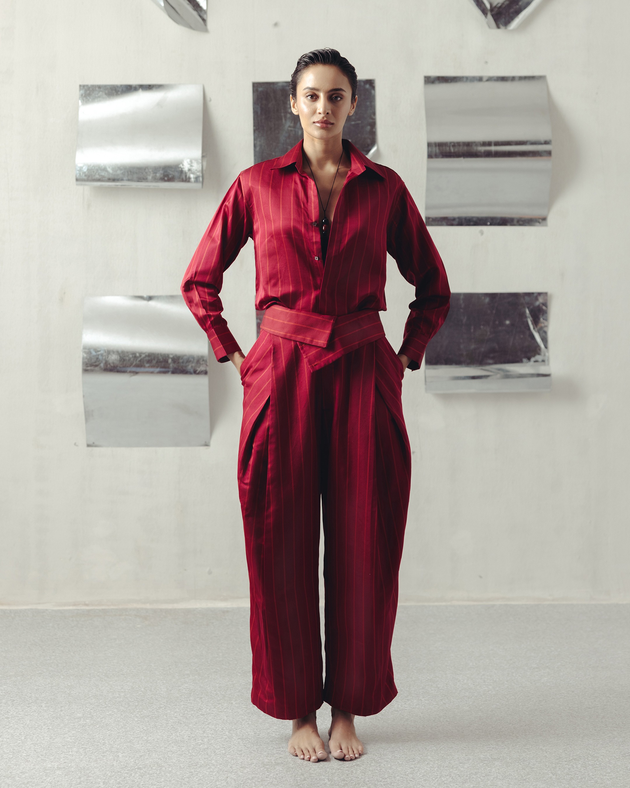 Jester Red Pinstripe Shirt and Pants