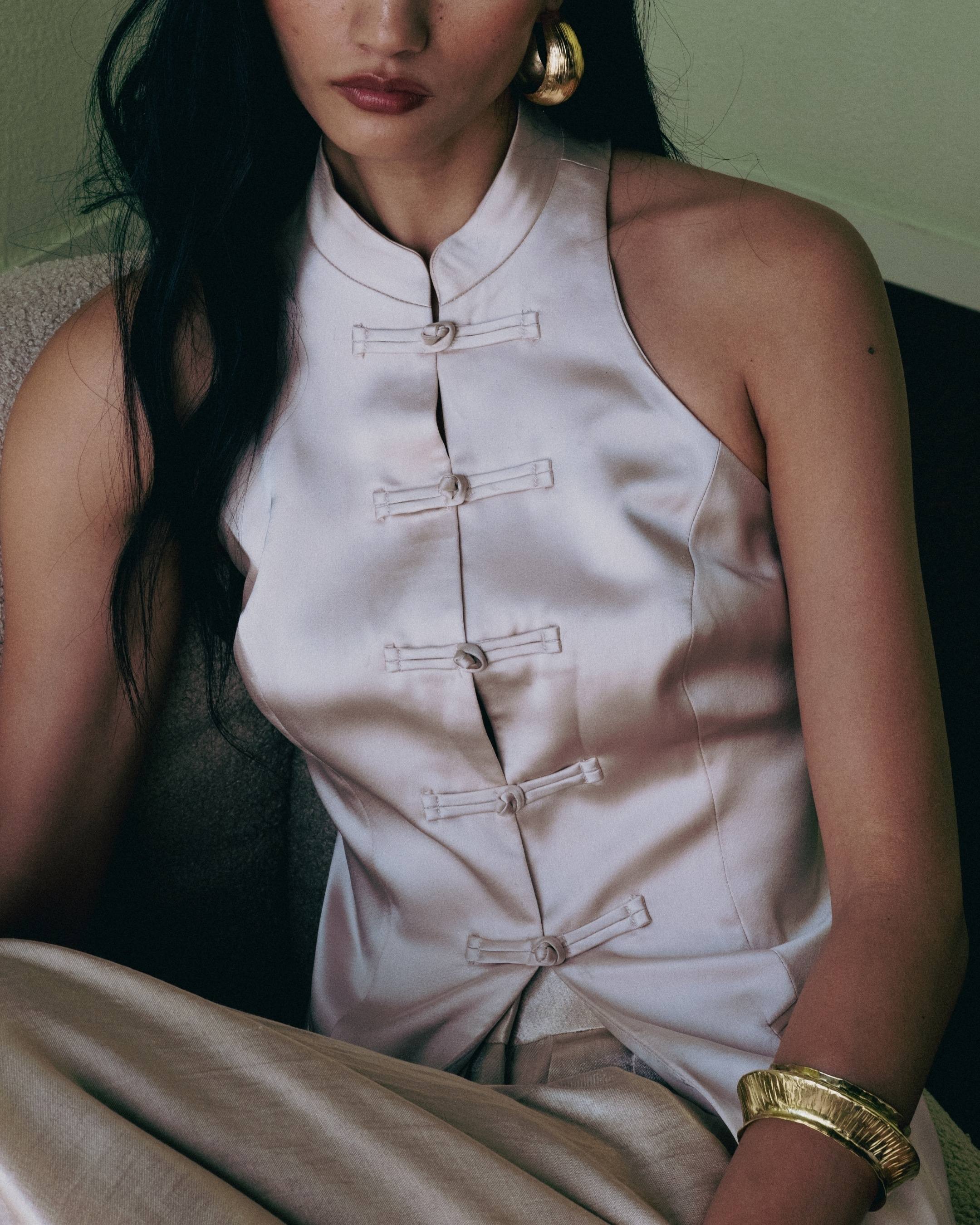 Mandarin Collar Racerback Top