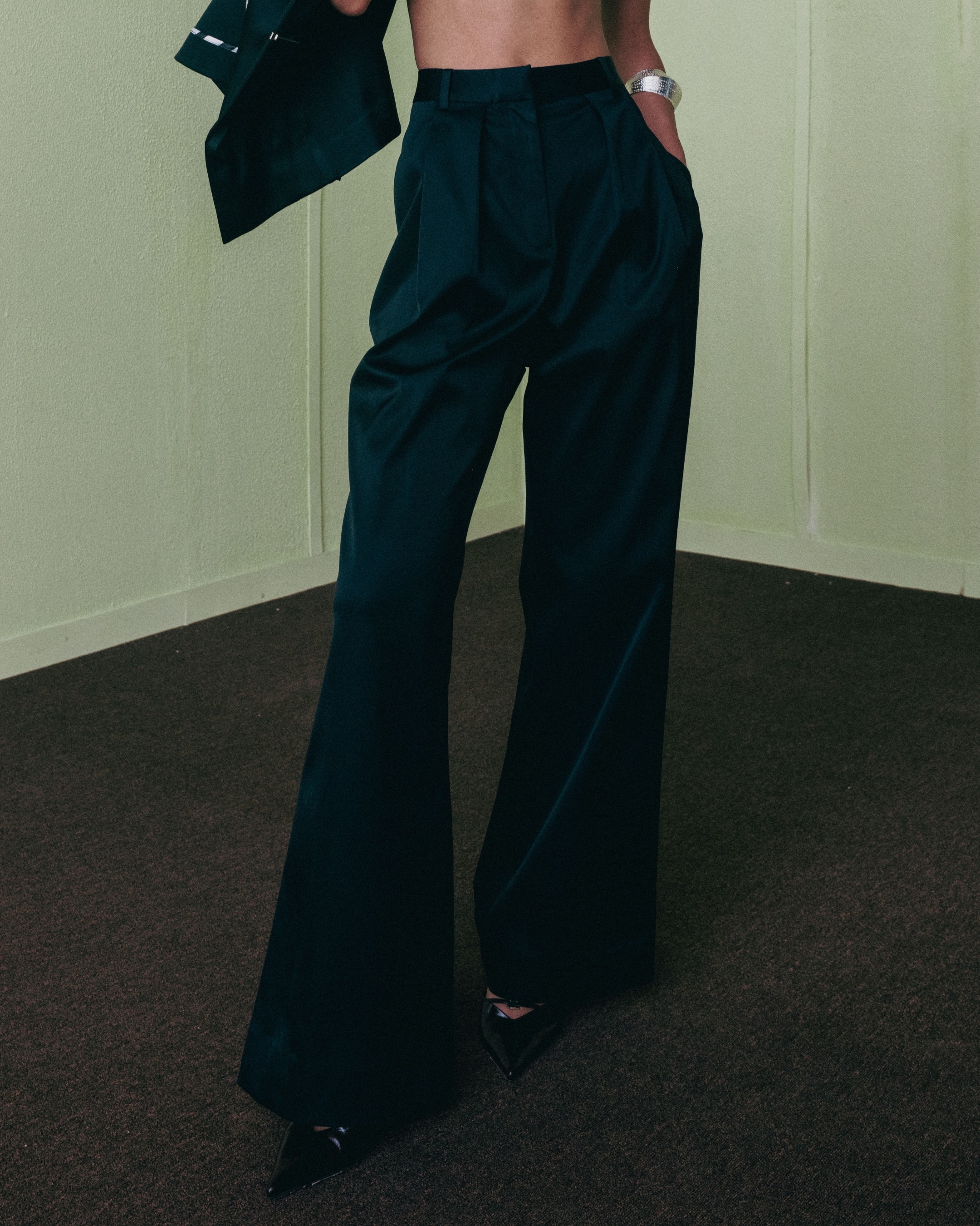 Sculpted Waistband Pleated Trousers