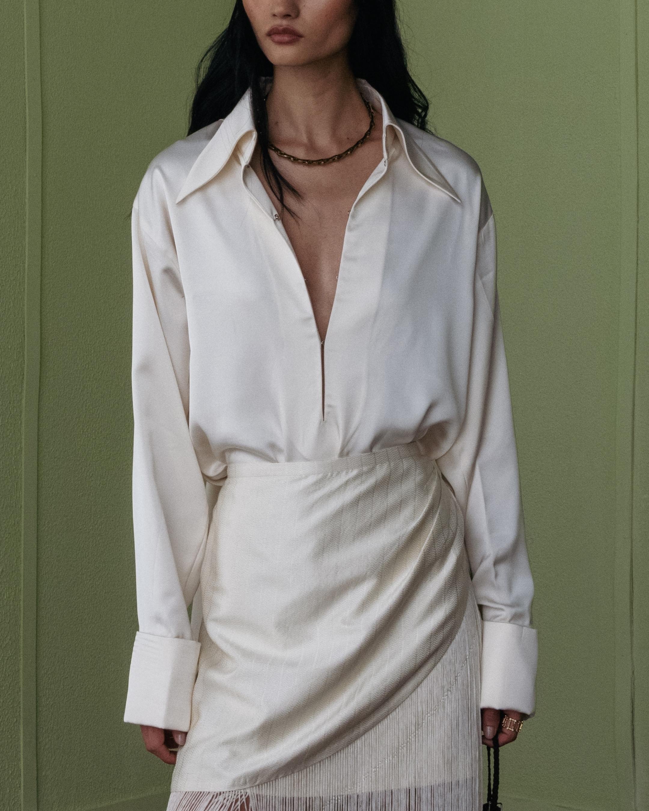 Deep Neck Statement Sleeve Shirt
