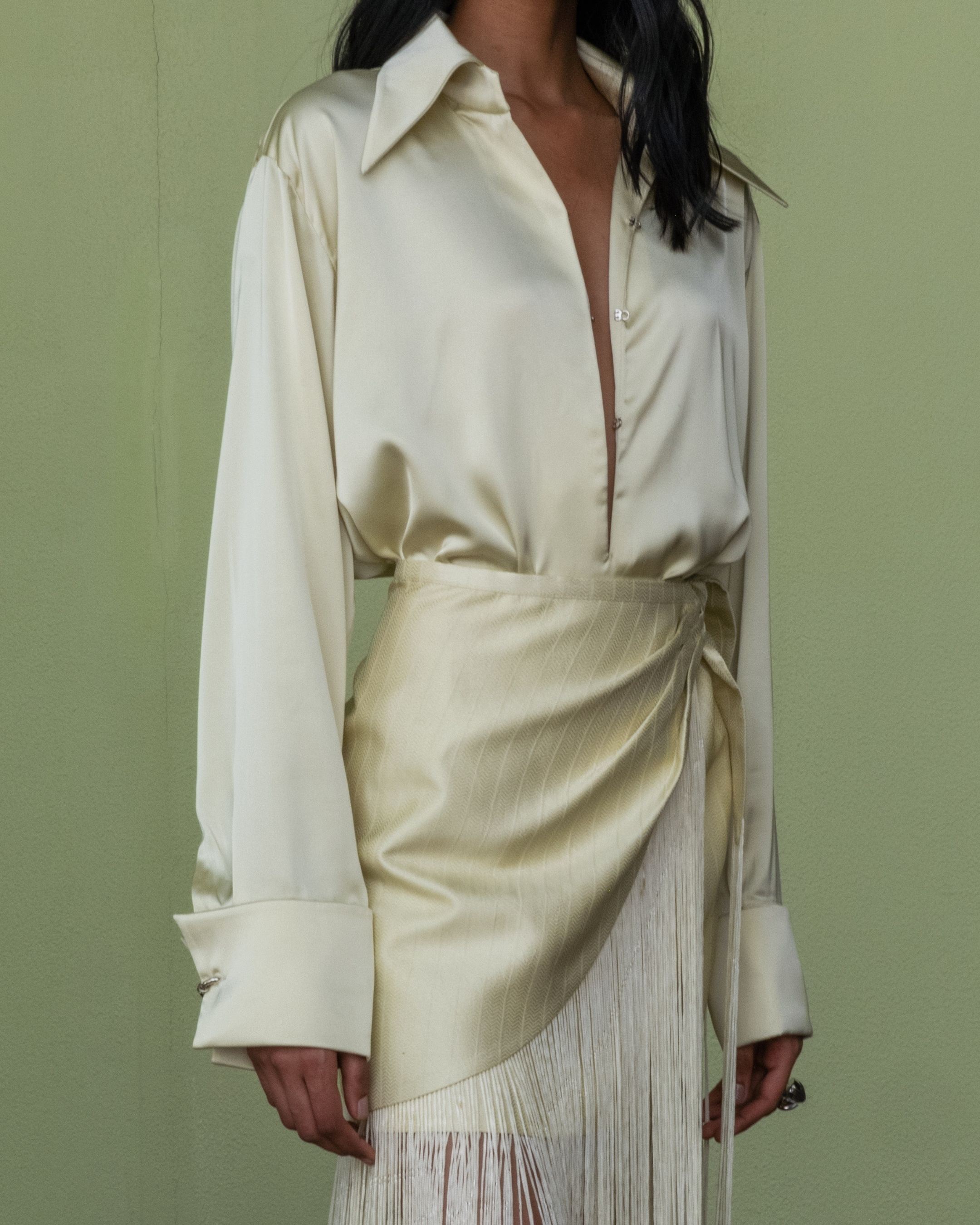Deep Neck Statement Sleeve Shirt