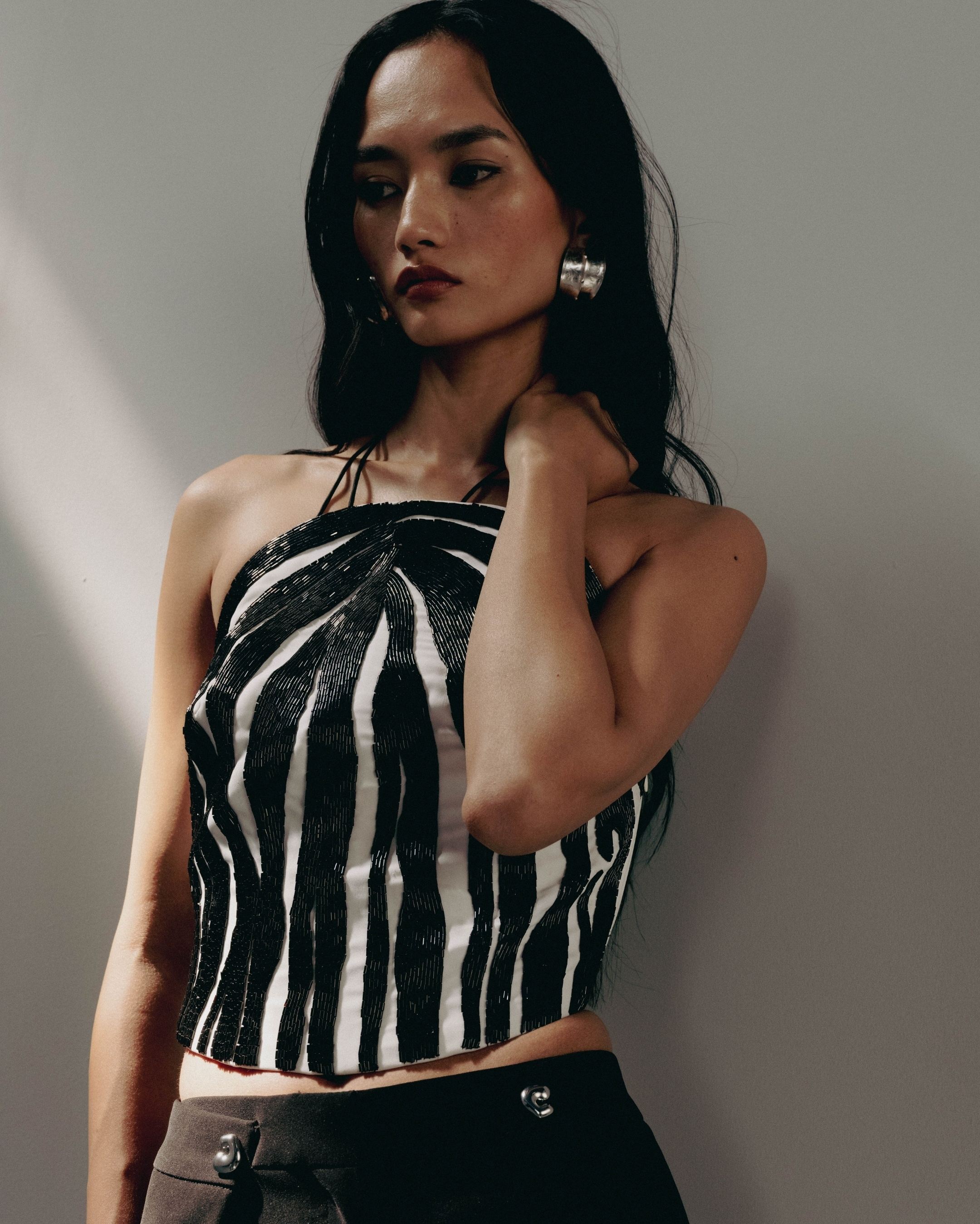 Embroidered Halter Corset