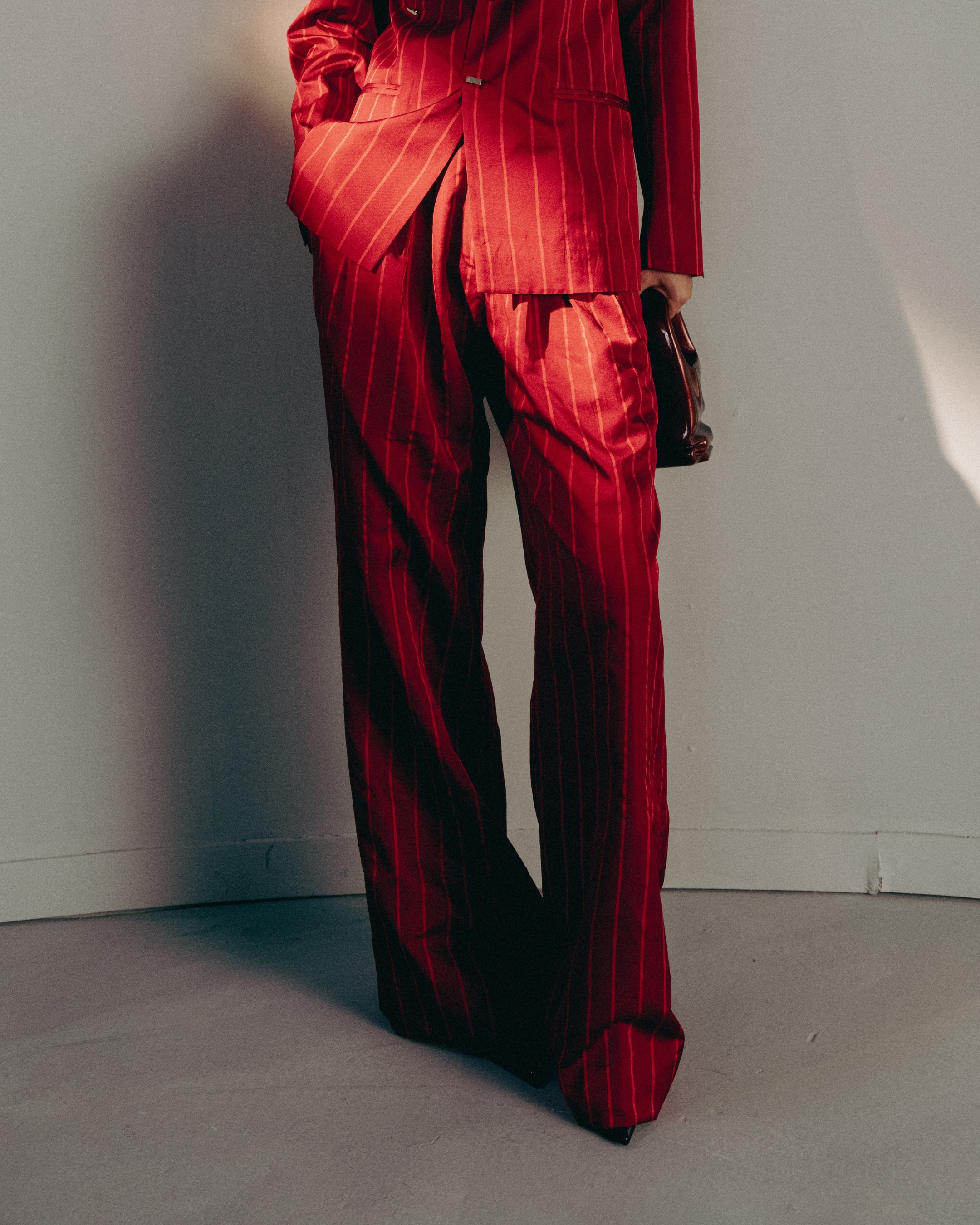 Pinstripe Wide Leg Trousers