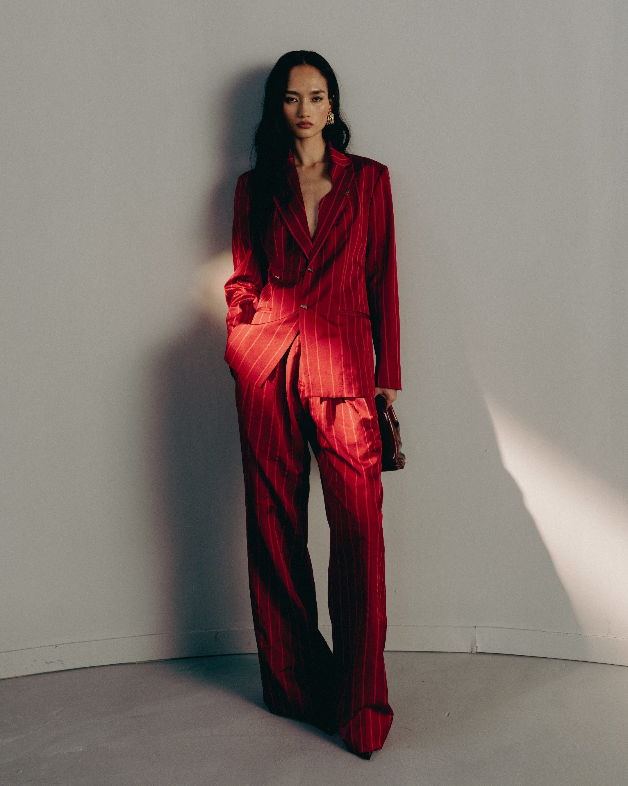 Pinstripe Wide Leg Trousers