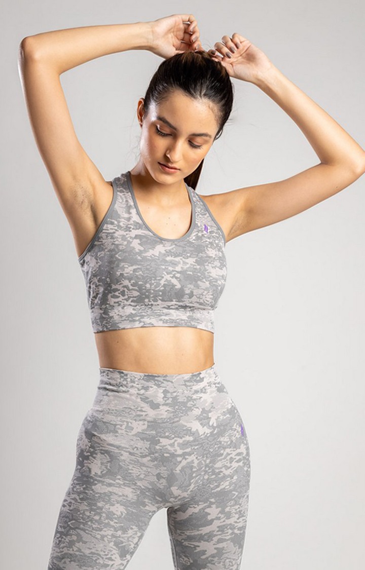 Women's Grey Camouflage Nylon Tracksuit