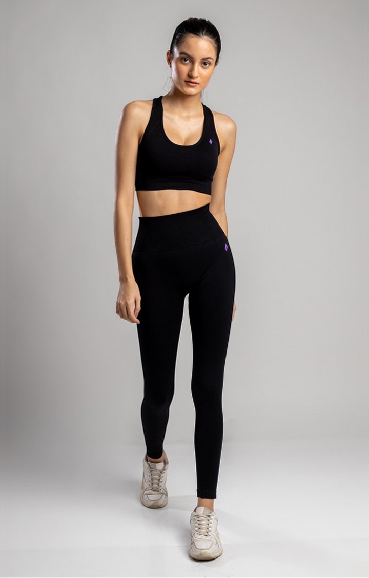 SKNZ Activewear | Women's Black Solid Nylon Tracksuit