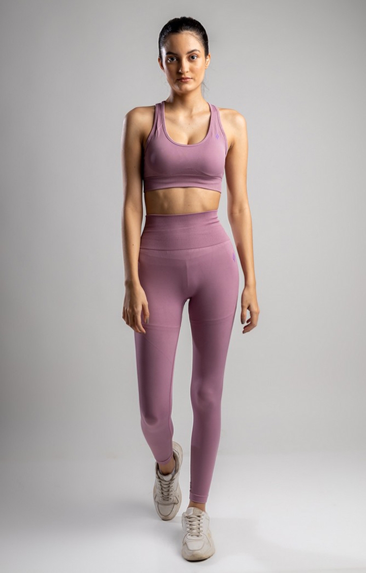Women's Purple Solid Nylon Tracksuit