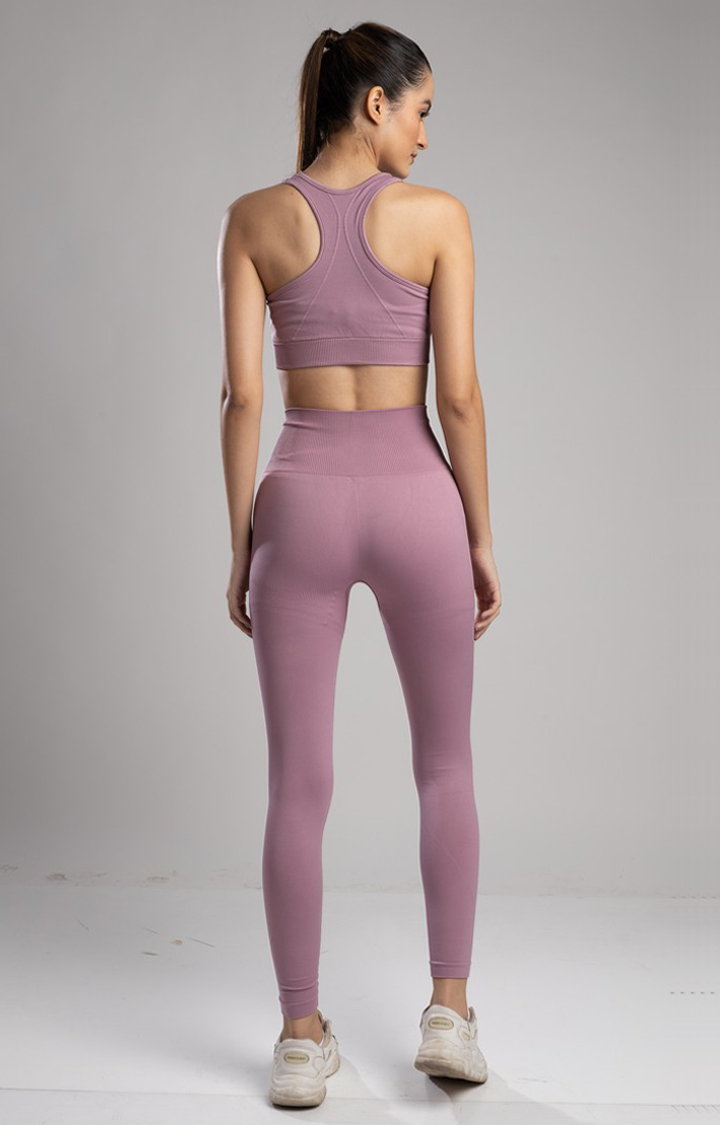 Women's Purple Solid Nylon Tracksuit