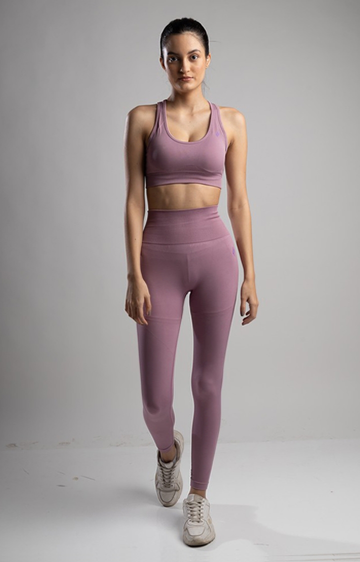 Women's Purple Solid Nylon Tracksuit