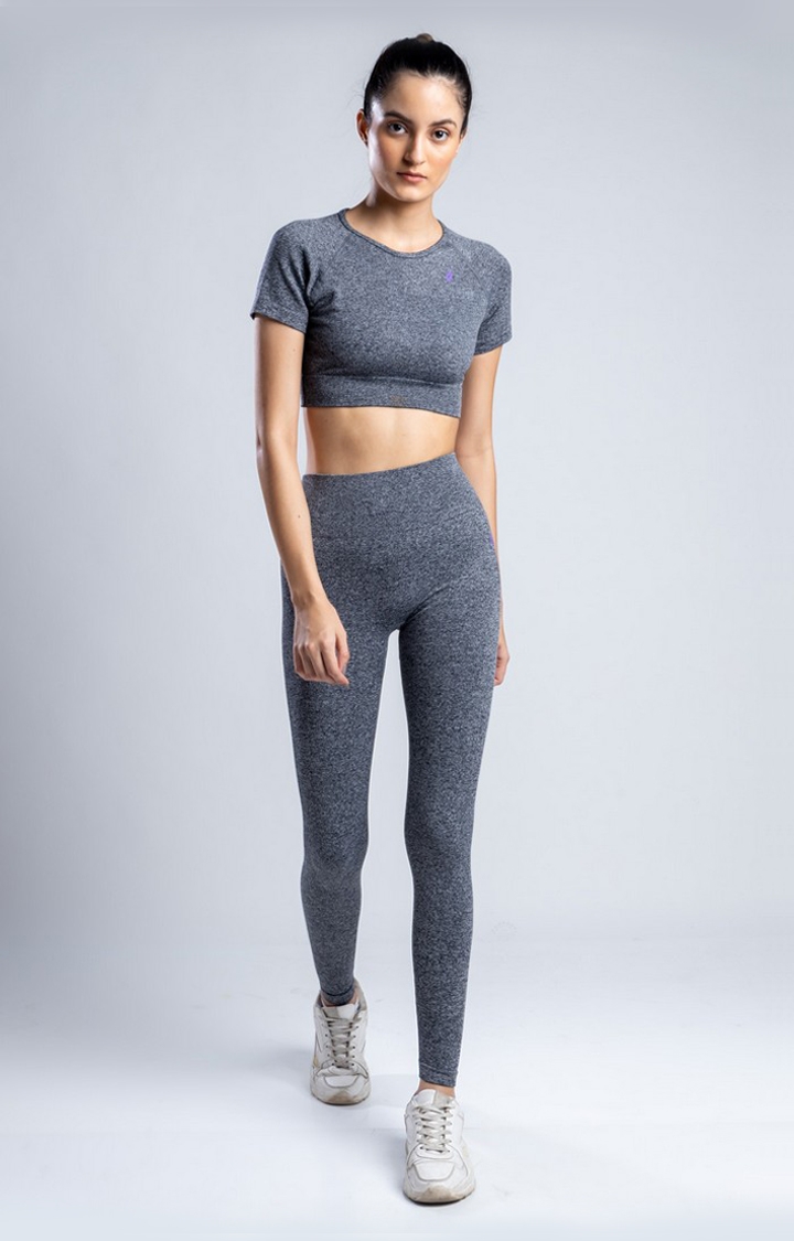 SKNZ Activewear | Women's Grey Melange Nylon Tracksuit