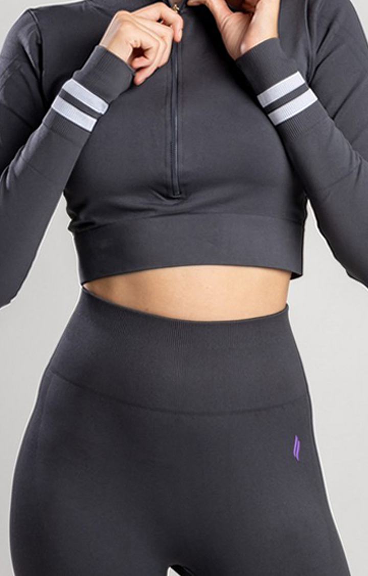 Women's Black Solid Nylon Activewear Legging