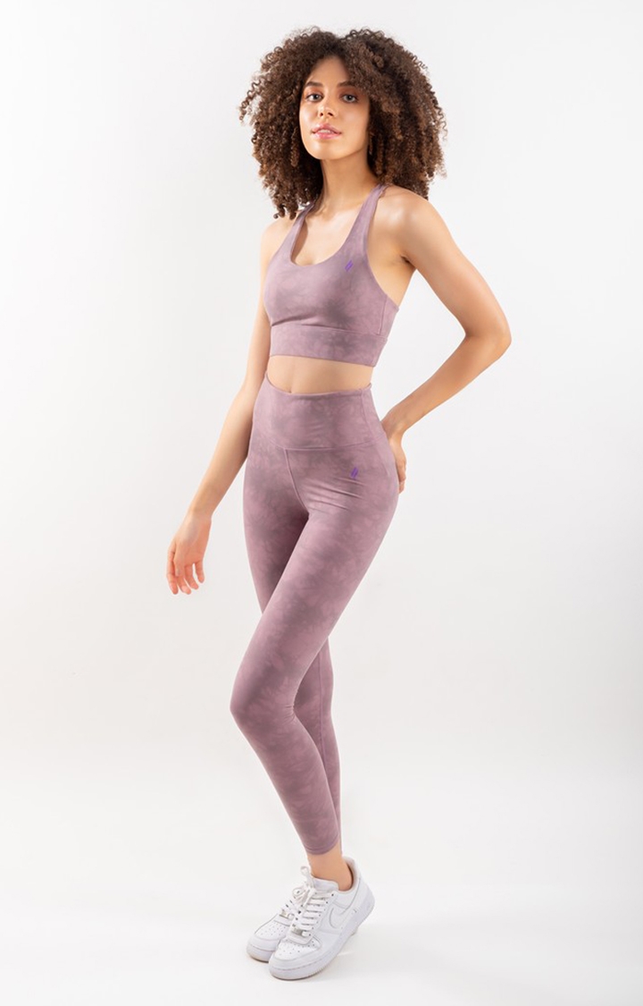 SKNZ Activewear | Women Pink Nylon Tie Dye Tracksuits