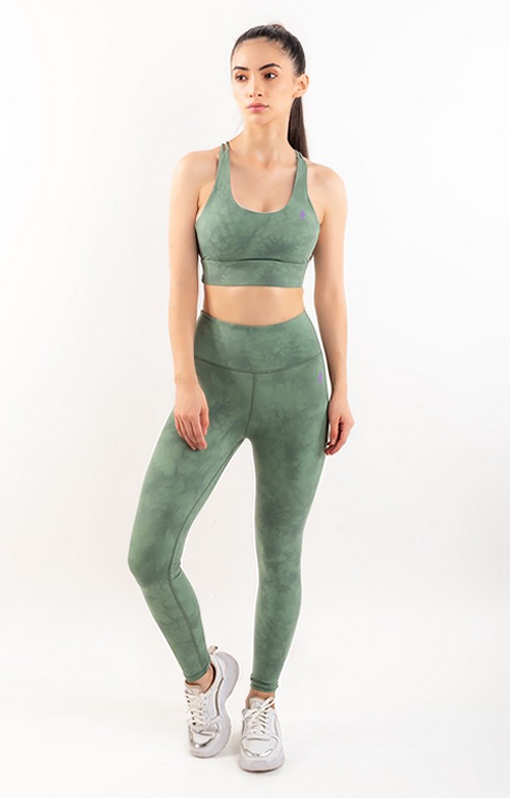 SKNZ Activewear | Women's Green Tiedye Nylon Tracksuit