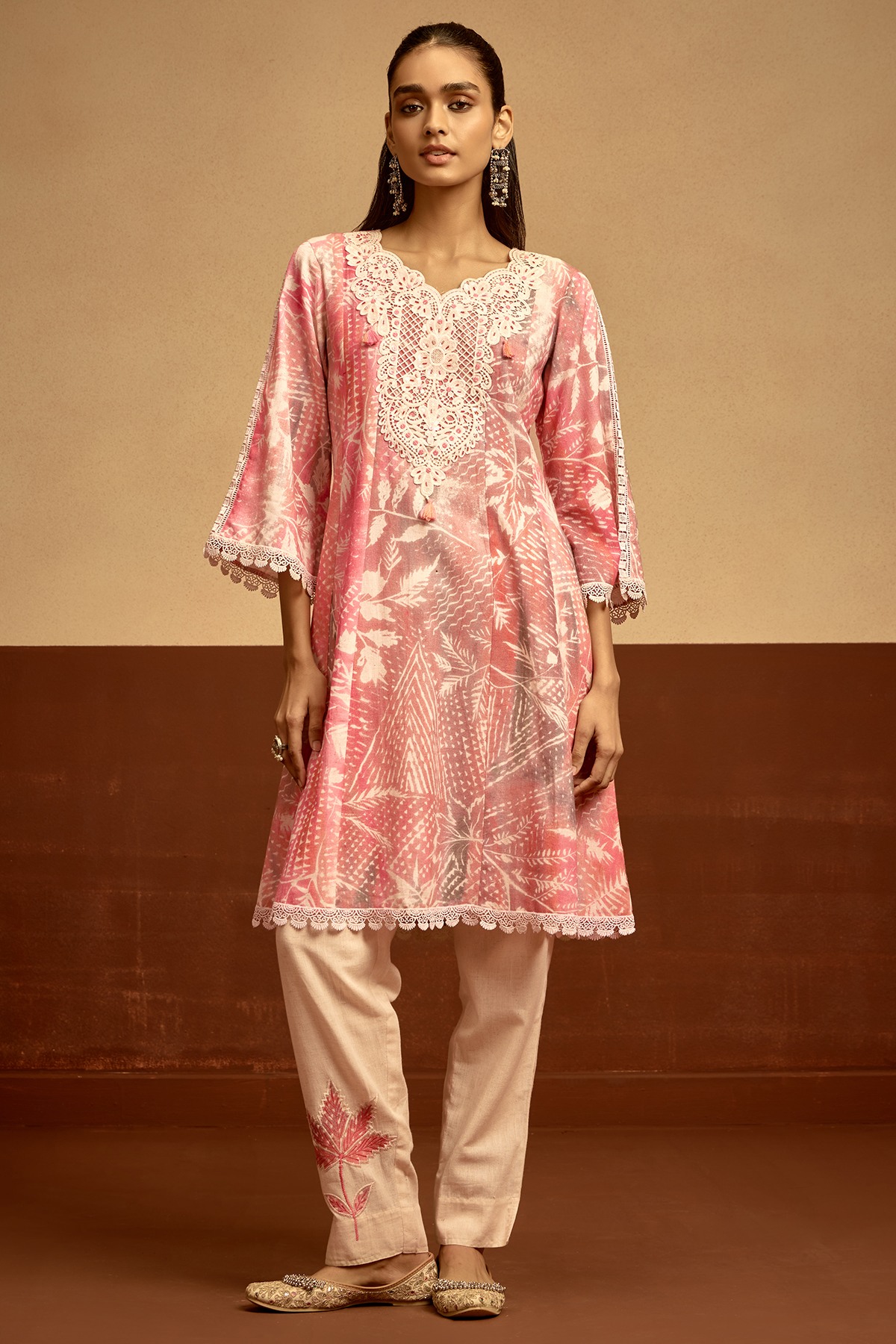 Cream Printed Kurta Set