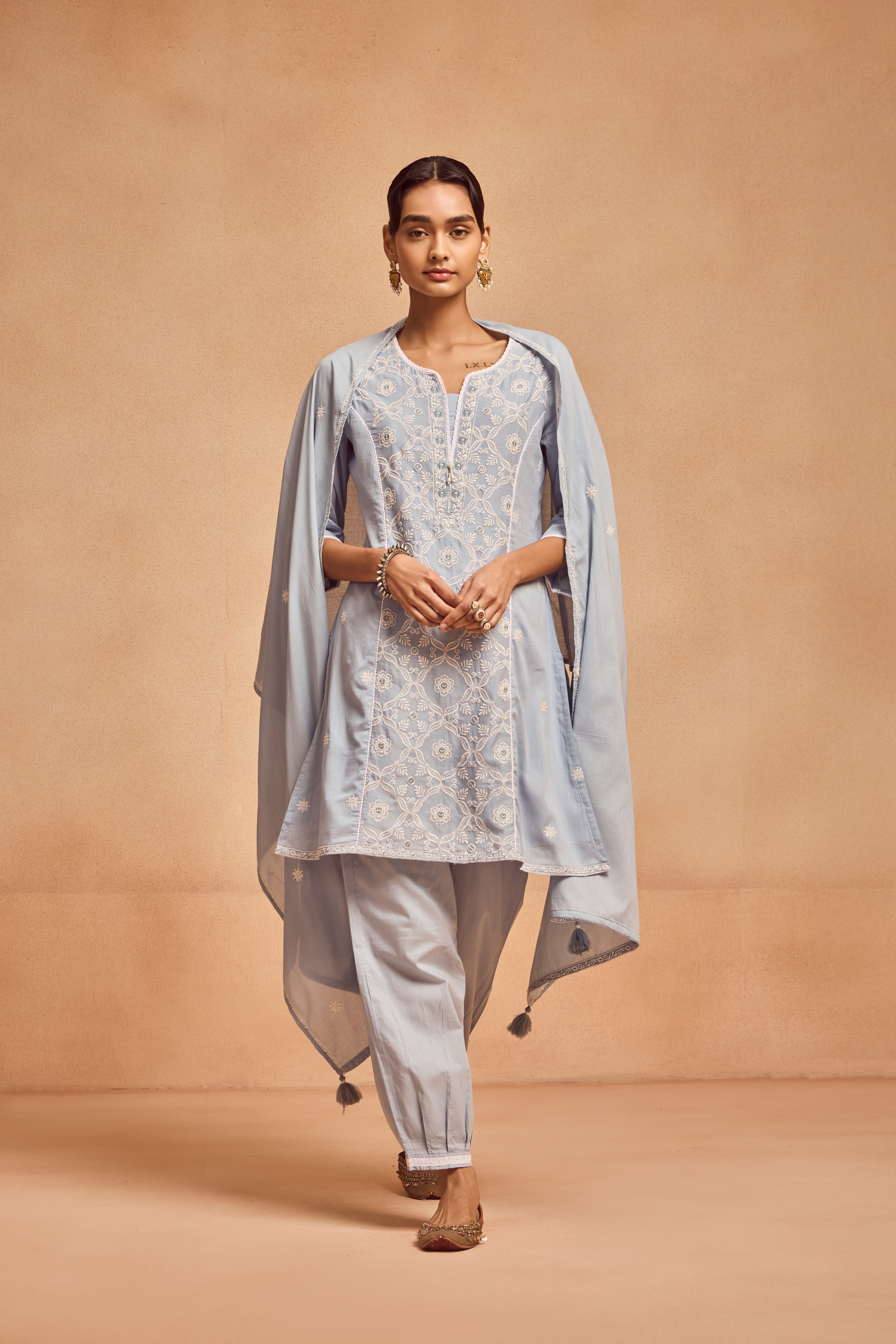 Blue Embroidered Kurta Set