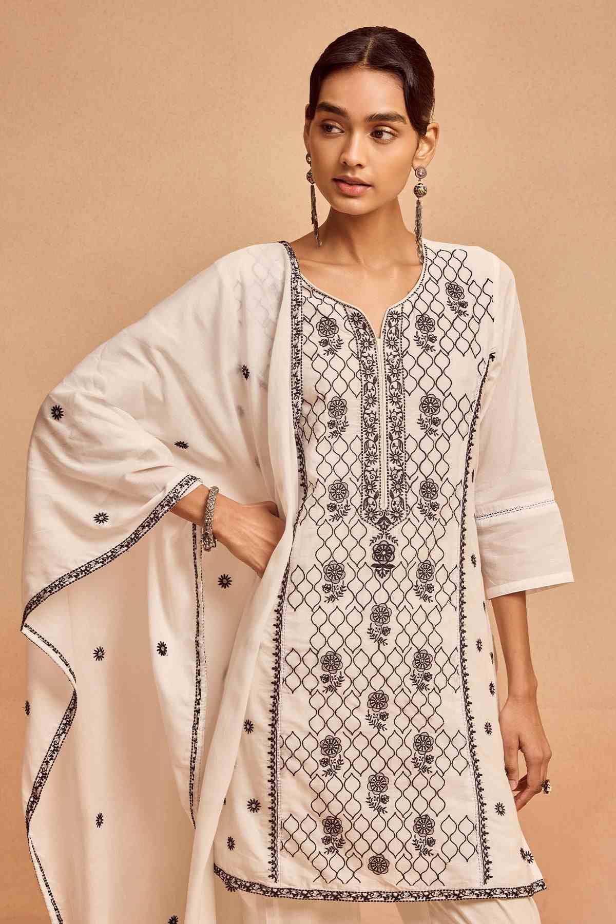 SABHYATA LADIES WESTERN KURTI 3PCS SET 251VLS7046 WHITE