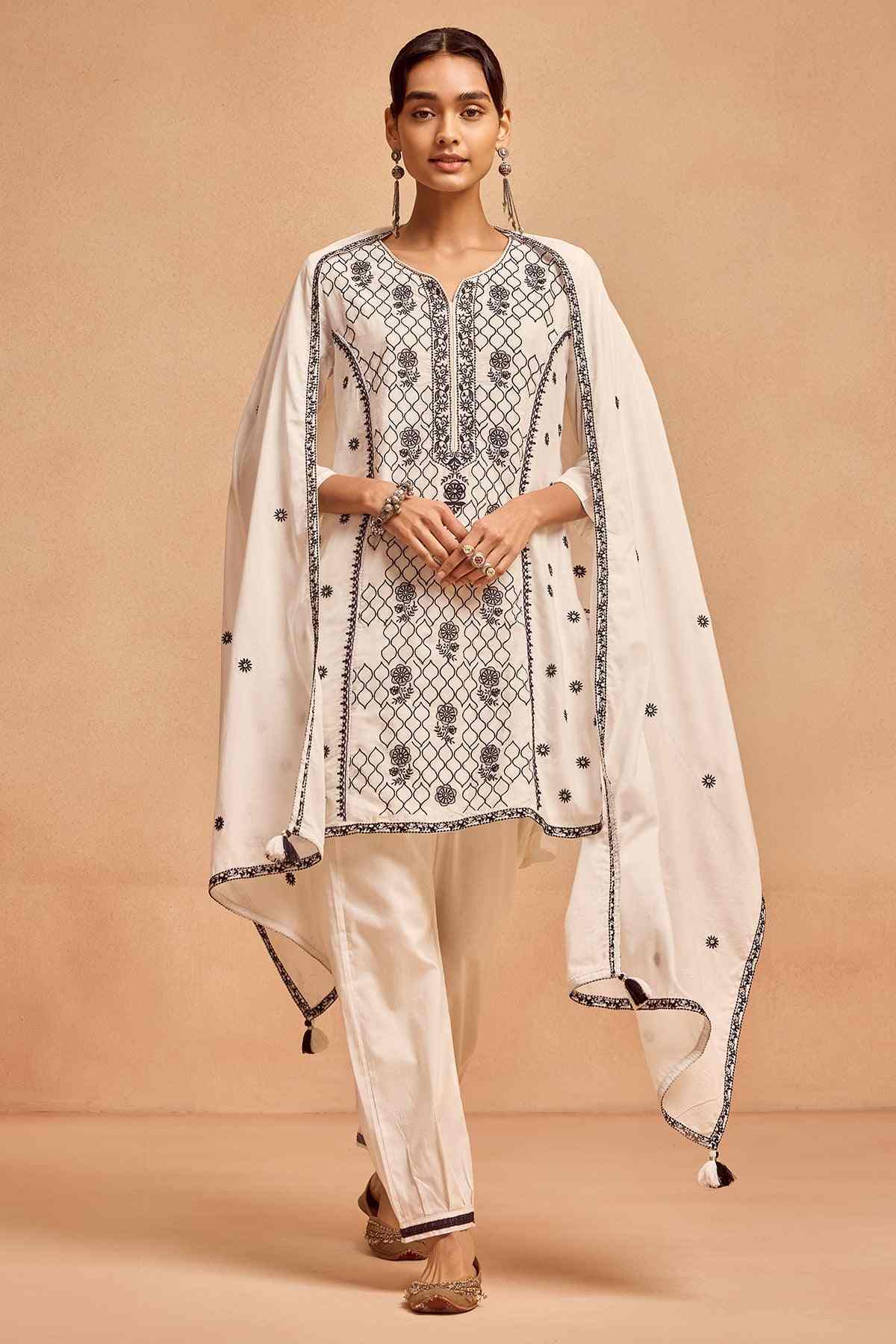 SABHYATA LADIES WESTERN KURTI 3PCS SET 251VLS7046 WHITE