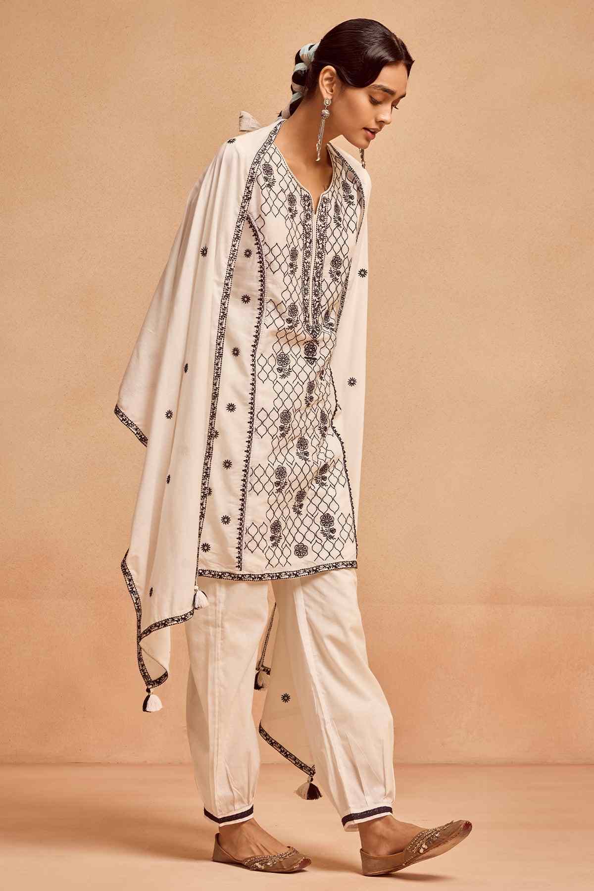 SABHYATA LADIES WESTERN KURTI 3PCS SET 251VLS7046 WHITE