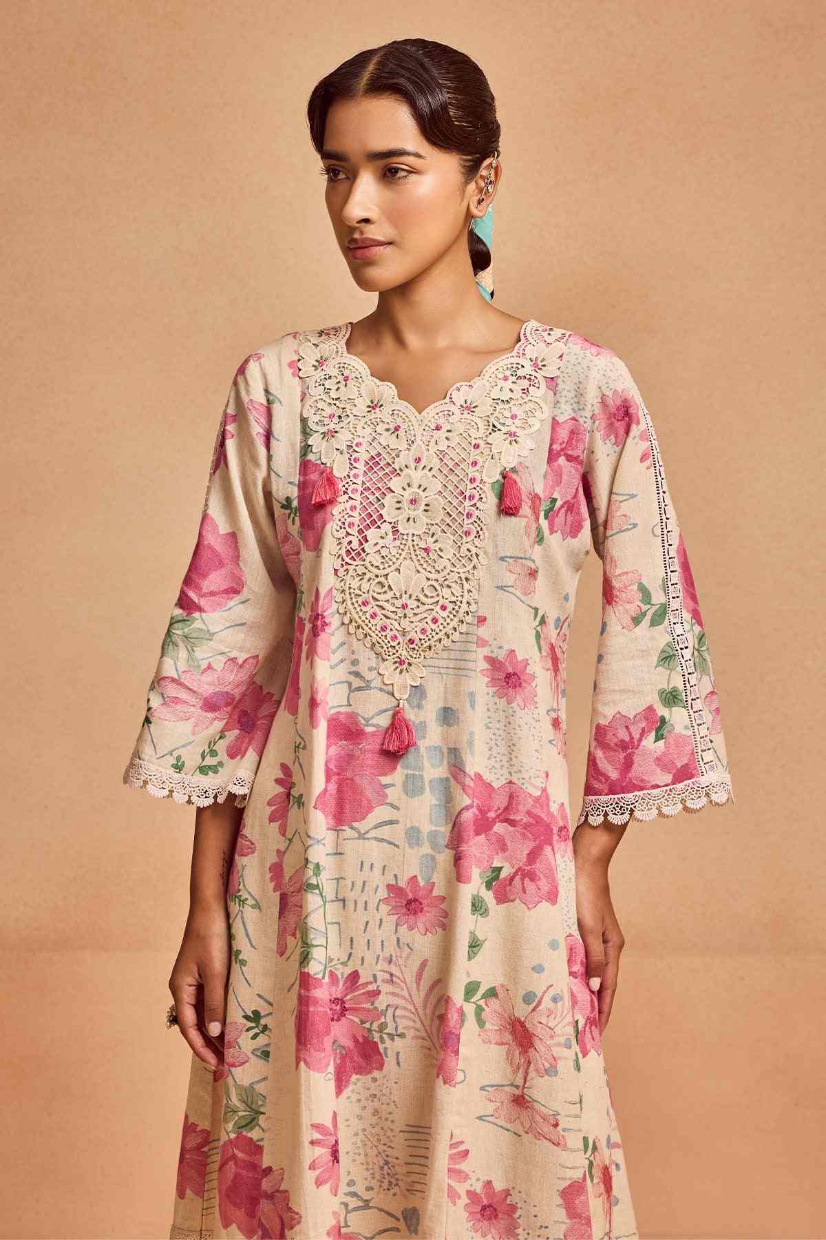 SABHYATA LADIES WESTERN KURTI 2PCS SET 253AA2504 CREAM