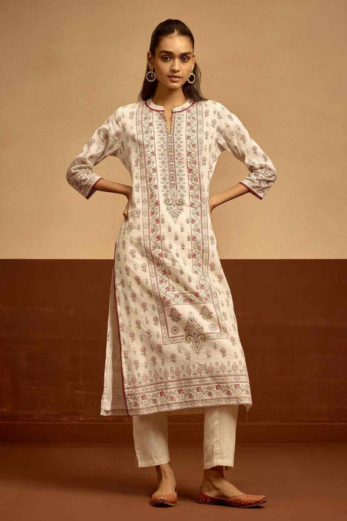 SABHYATA LADIES WESTERN KURTI 3PCS SET 253AD554 CREAM