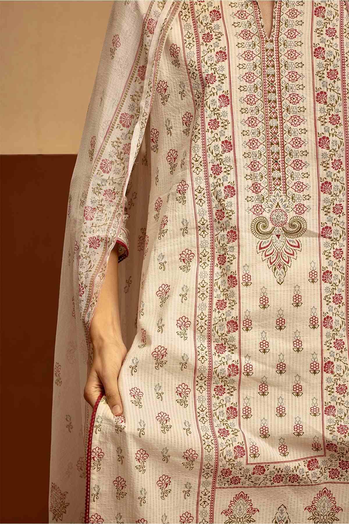SABHYATA LADIES WESTERN KURTI 3PCS SET 253AD554 CREAM