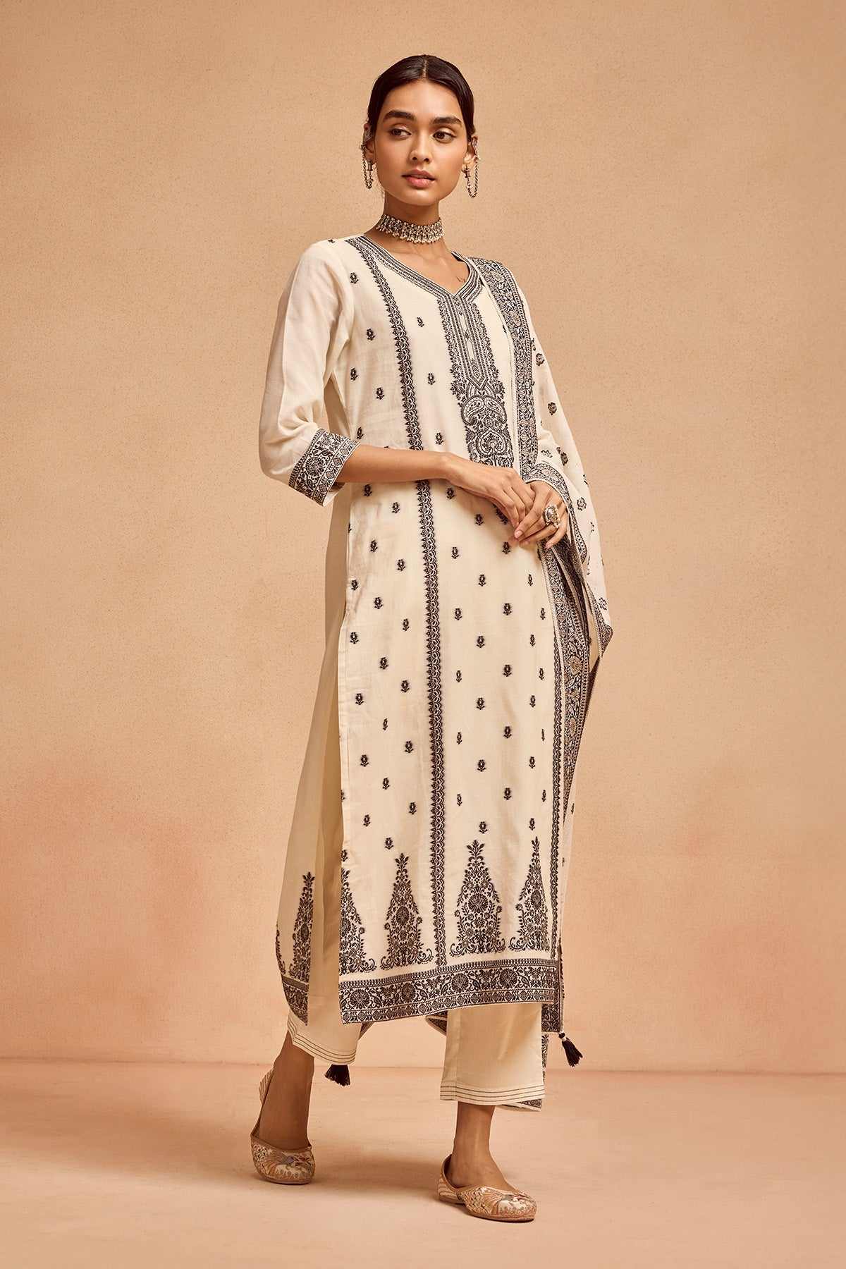 SABHYATA LADIES WESTERN KURTI 3PCS SET 253VLS7210 CREAM