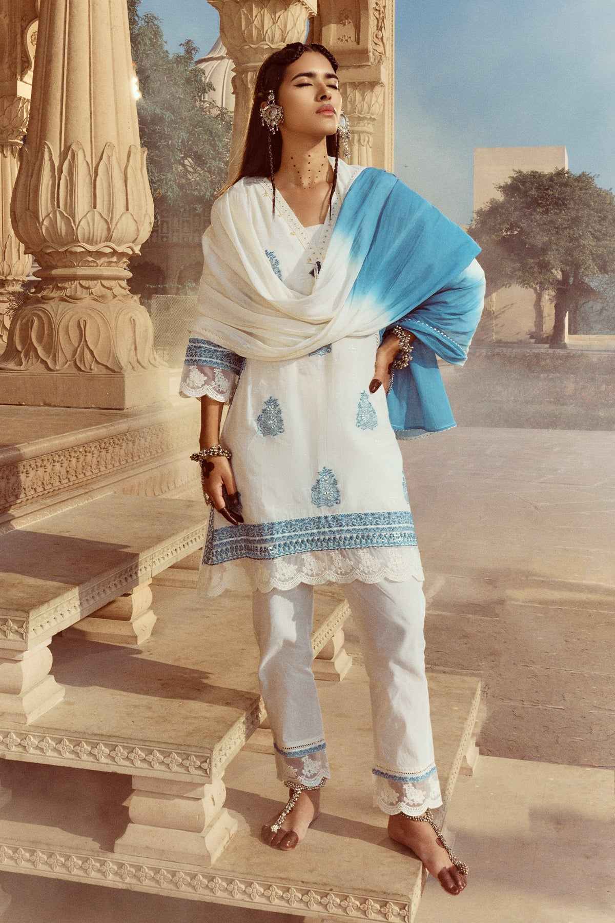 SABHYATA LADIES WESTERN KURTI 3PCS SET 253KKNX2501 CREAM