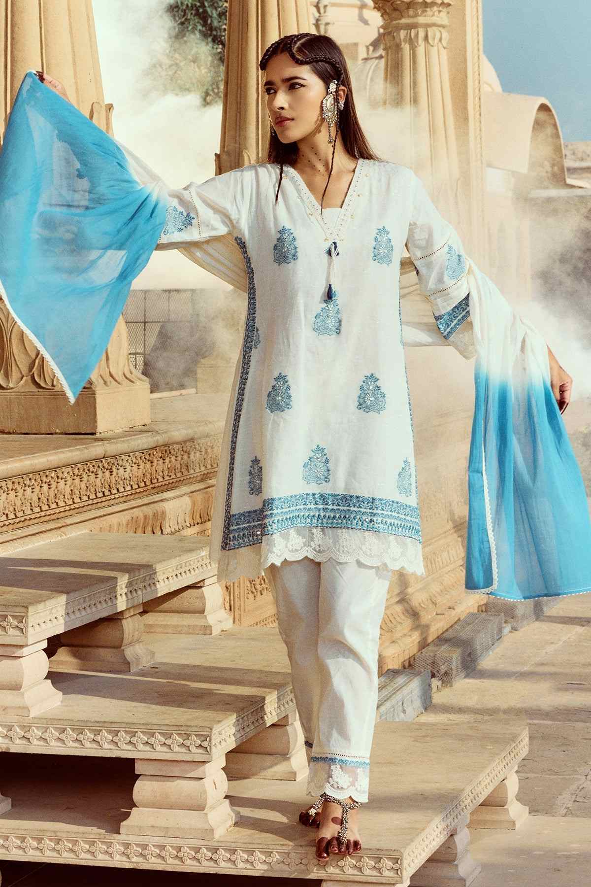 SABHYATA LADIES WESTERN KURTI 3PCS SET 253KKNX2501 CREAM