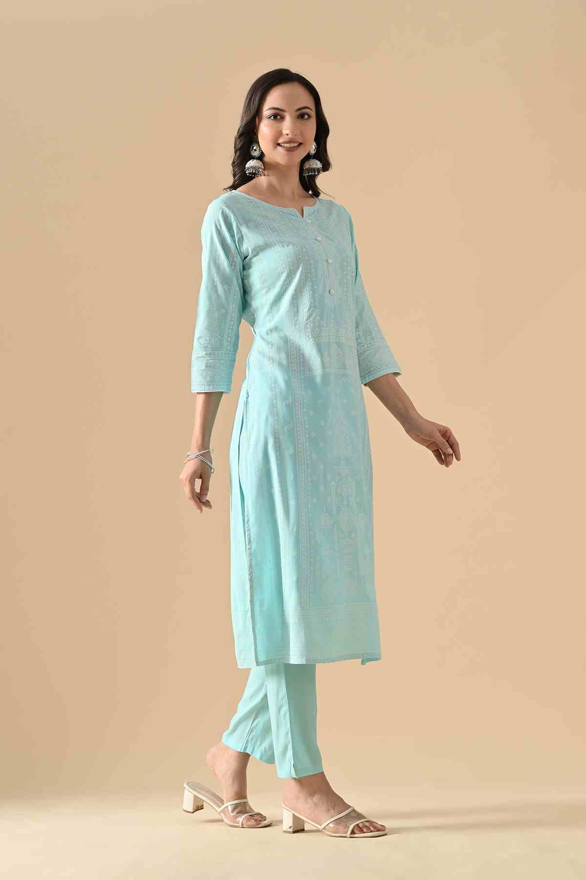 SABHYATA LADIES WESTERN KURTI 3PCS SET 255AD506 BLUE
