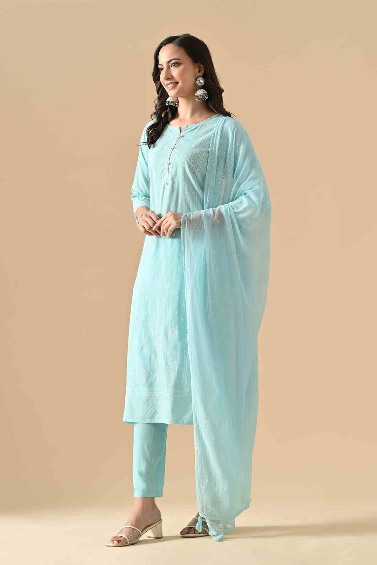 SABHYATA LADIES WESTERN KURTI 3PCS SET 255AD506 BLUE
