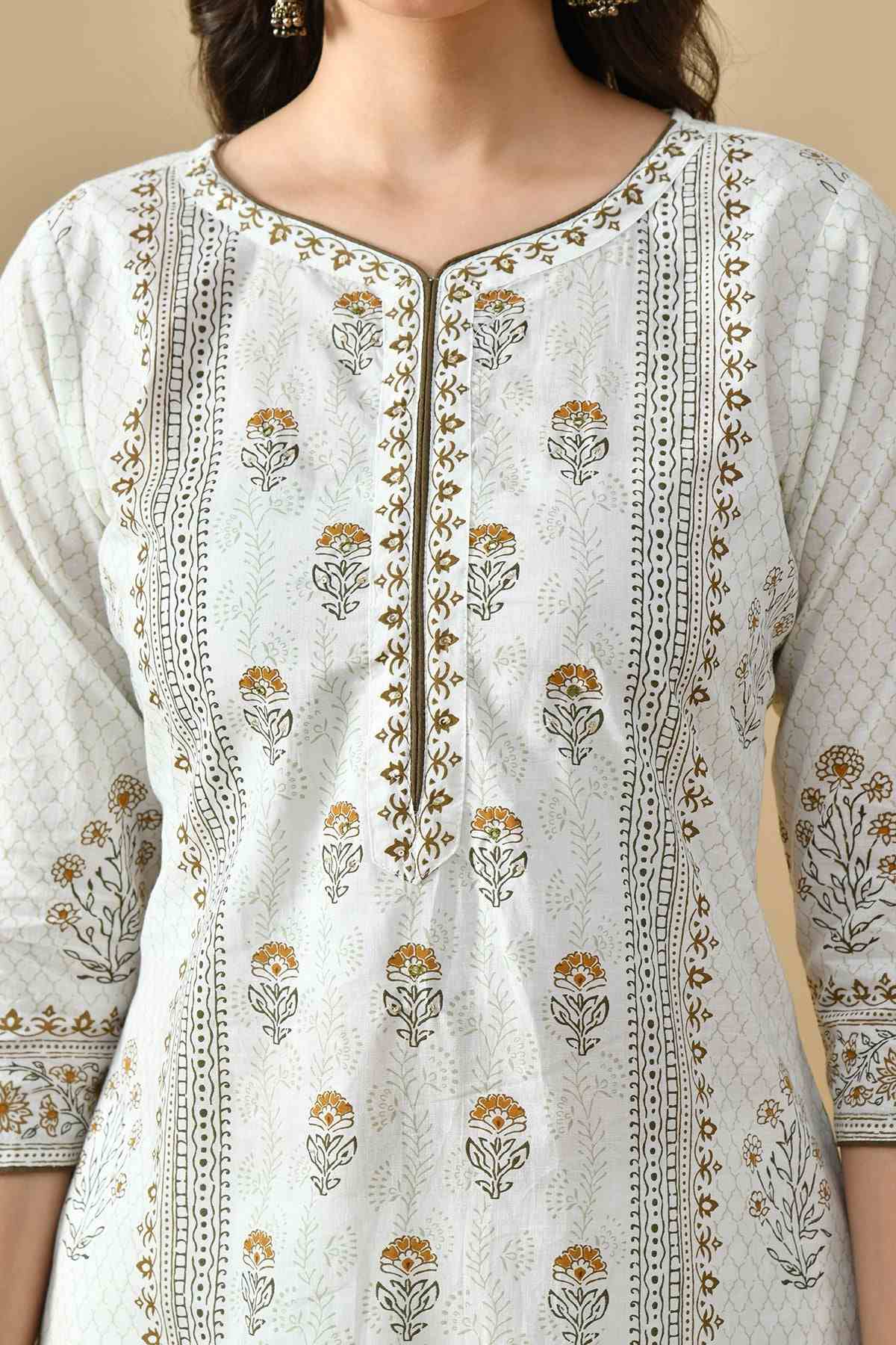SABHYATA LADIES WESTERN KURTI 3PCS SET 256AD528 B CREAM