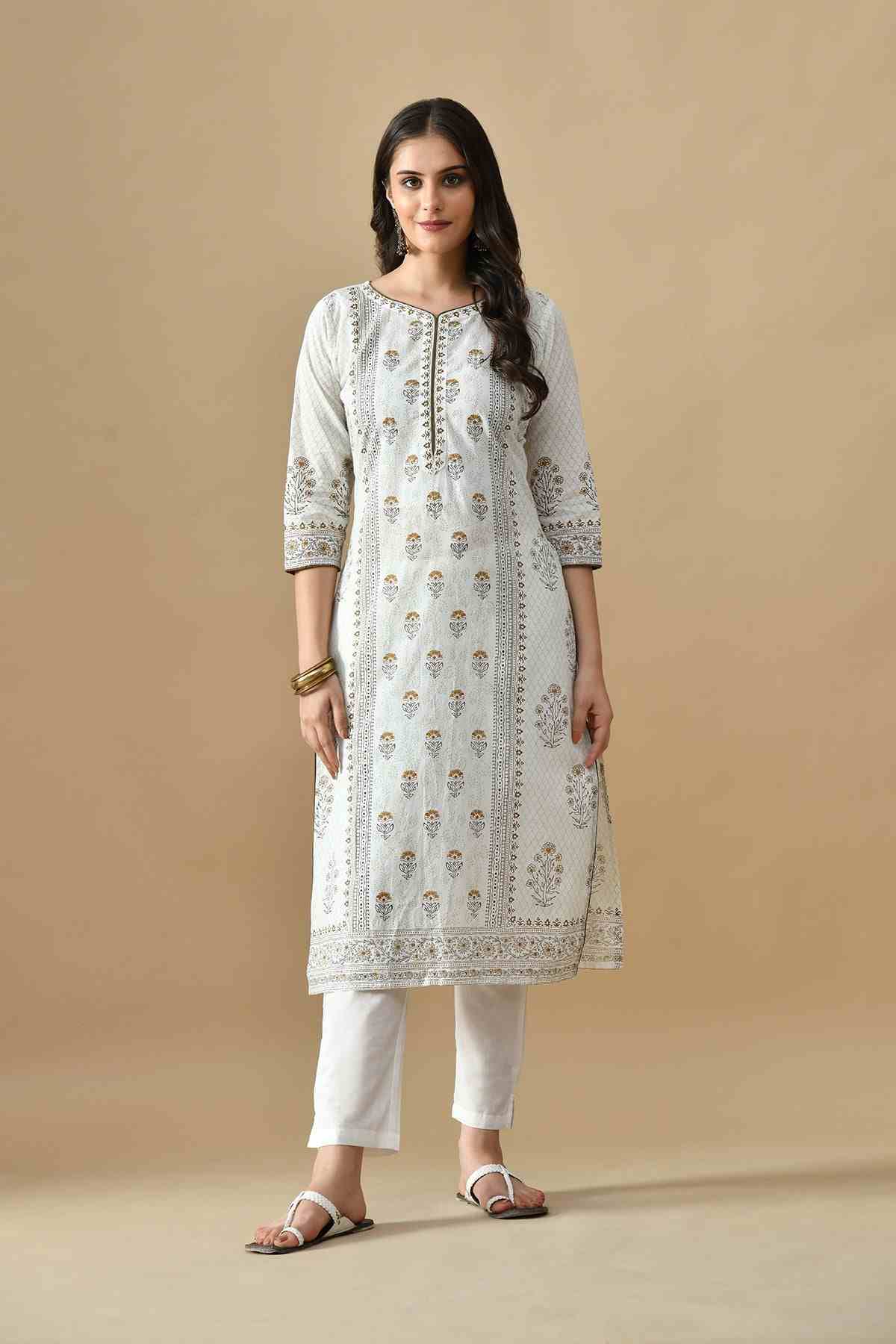 SABHYATA LADIES WESTERN KURTI 3PCS SET 256AD528 B CREAM