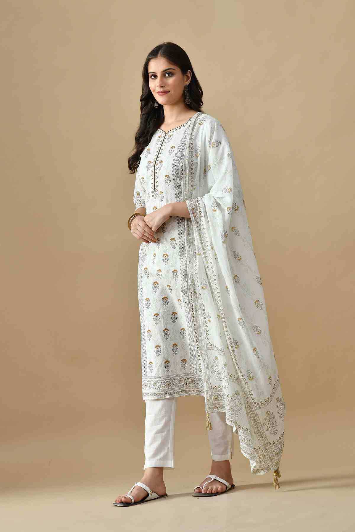 SABHYATA LADIES WESTERN KURTI 3PCS SET 256AD528 B CREAM