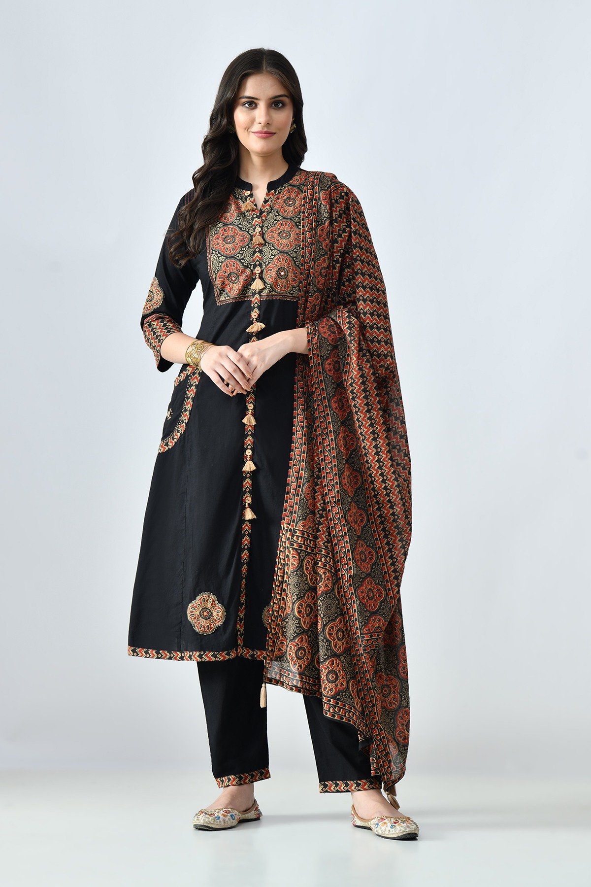 Black Printed Kurta Set