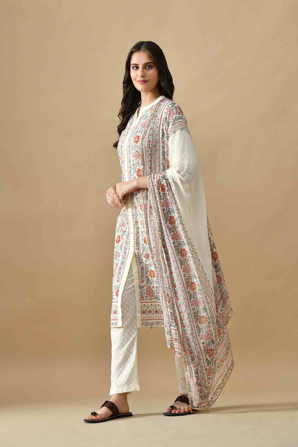 SABHYATA LADIES WESTERN KURTI 3PCS SET 257AD558 CREAM