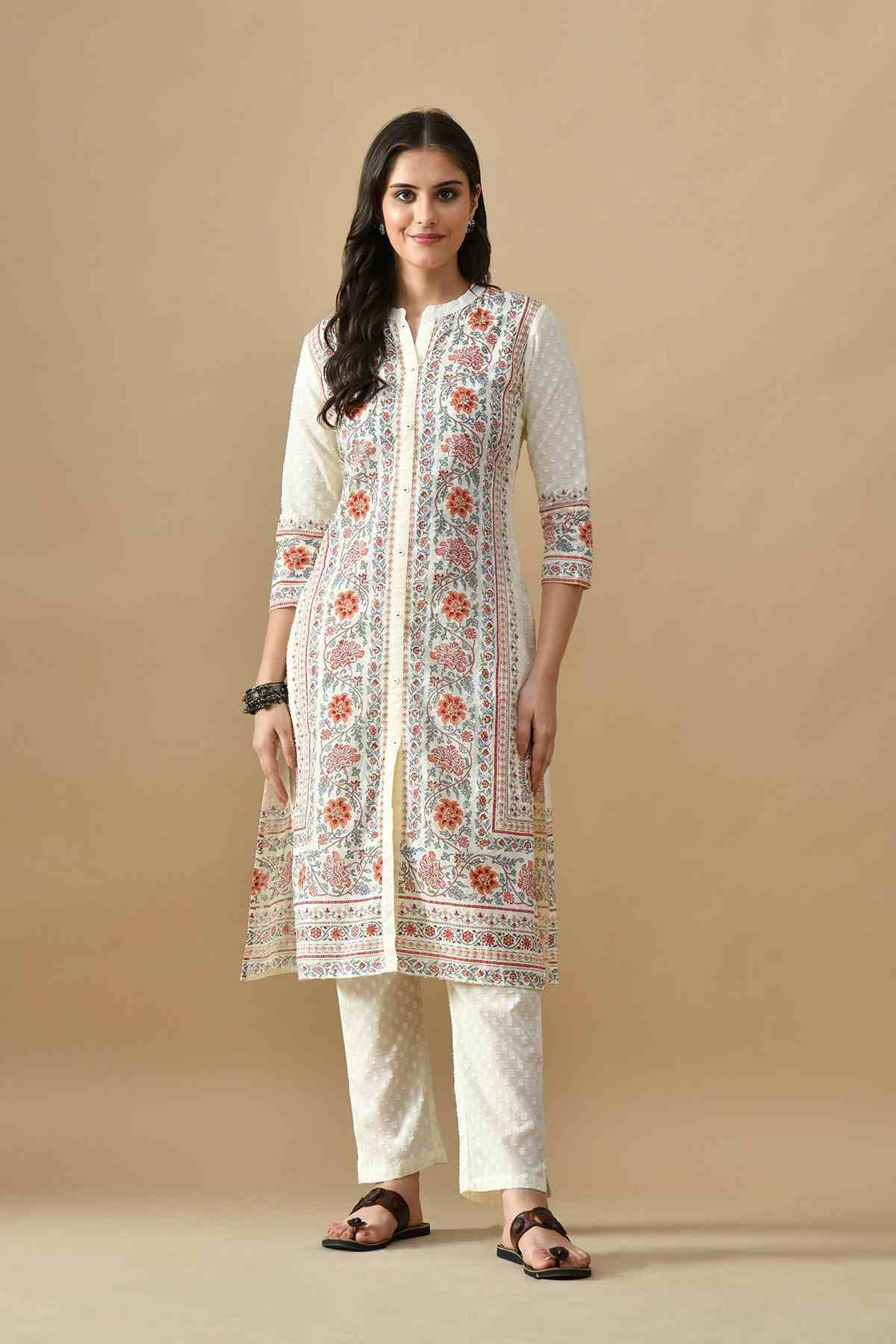 SABHYATA LADIES WESTERN KURTI 3PCS SET 257AD558 CREAM