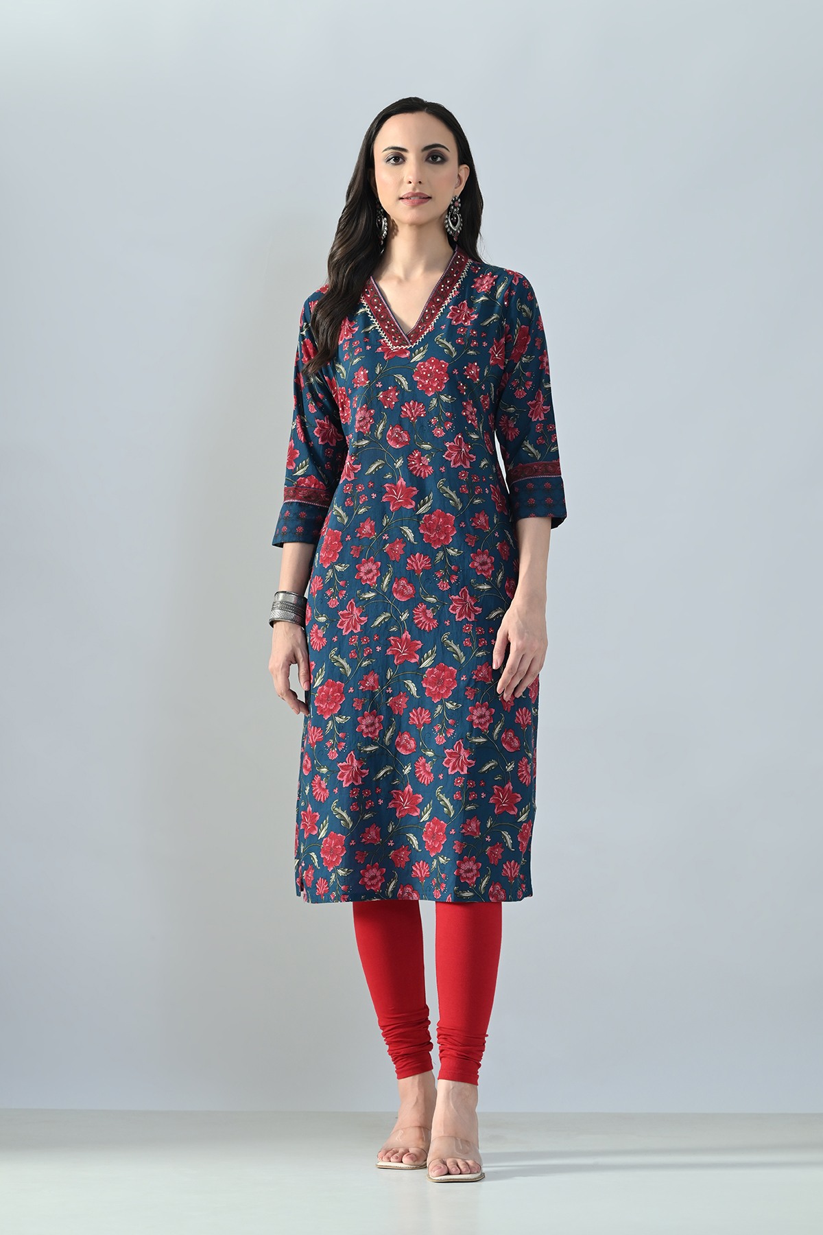 Blue Printed Kurta Set