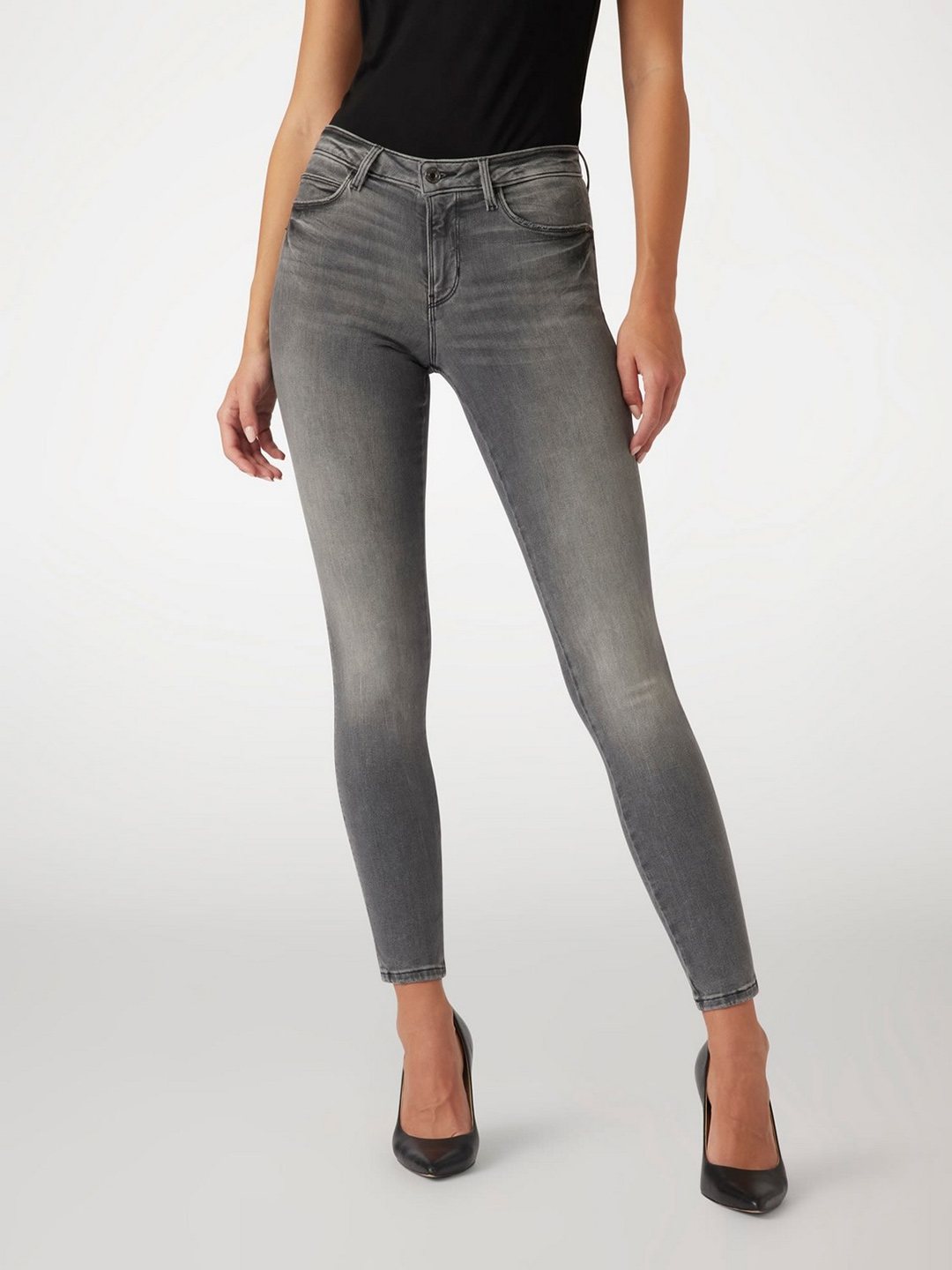 Grey Solid Skinny Fit Curve Eco New Carrie Denim Jeans