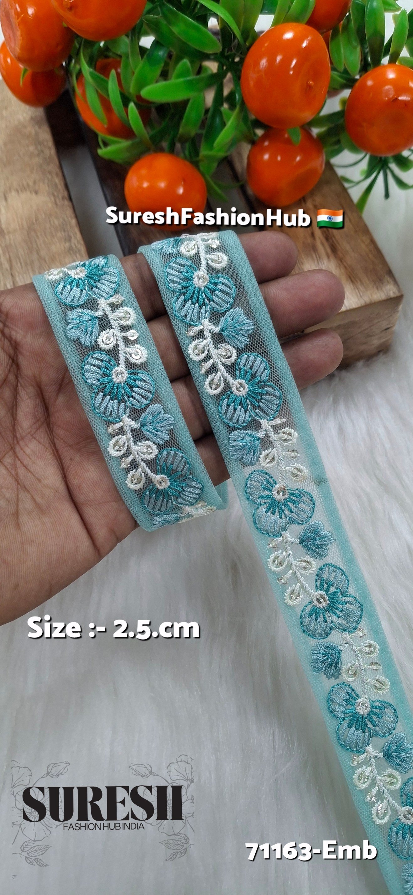 Floral Thread Embroidery Lace – Peacock | 71163-Emb