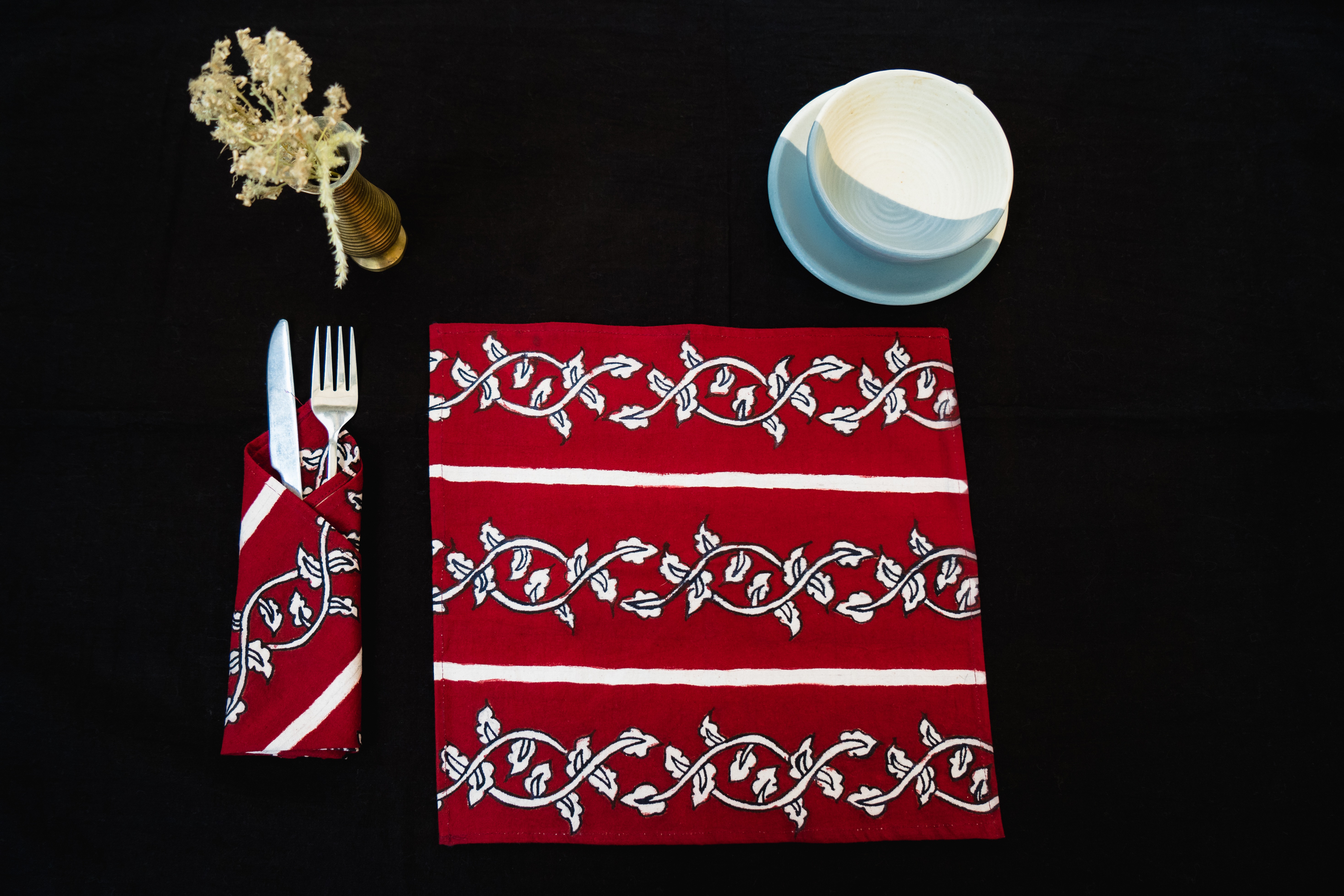 Maroon Kilai Motif Napkins