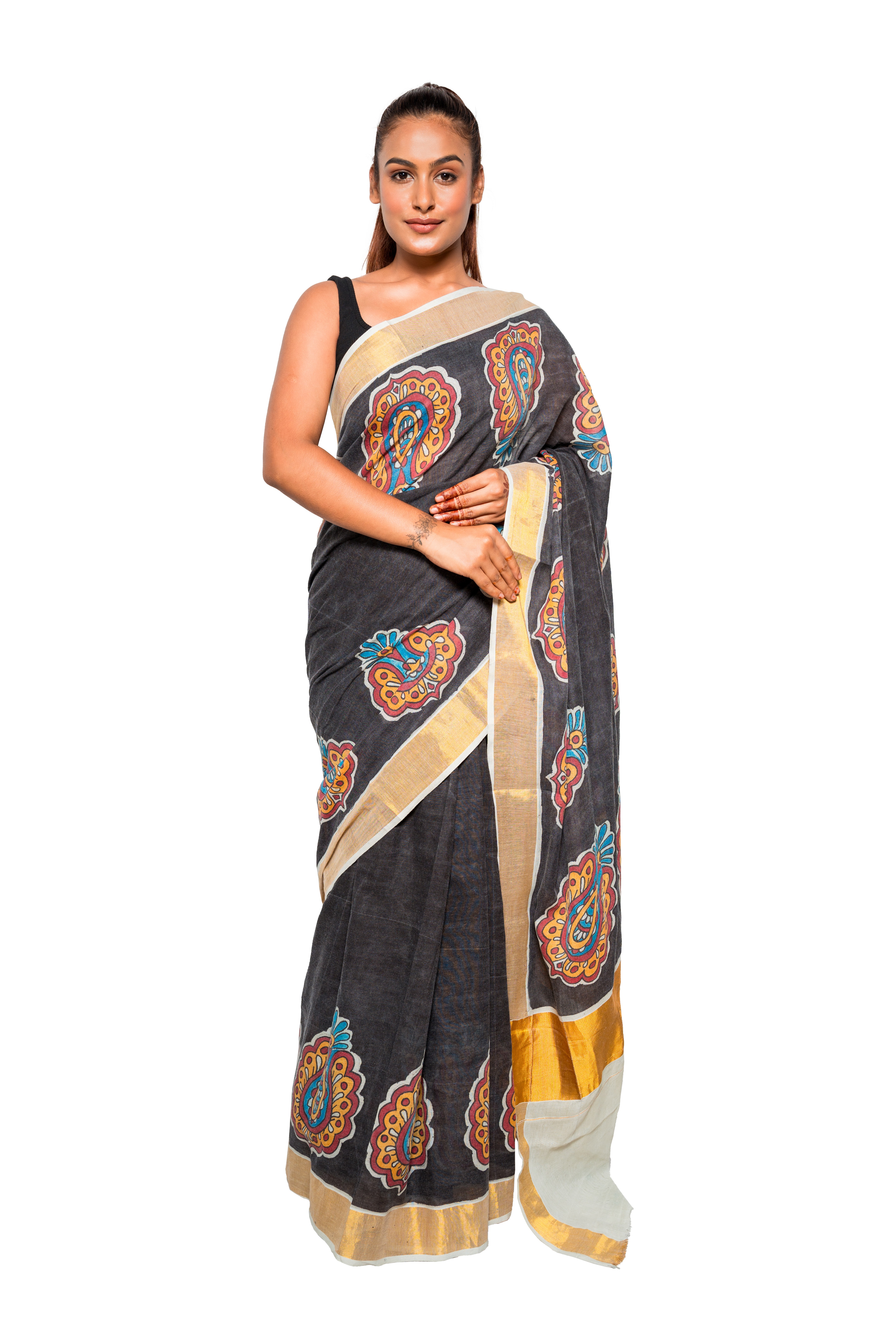 Floral Black Saree