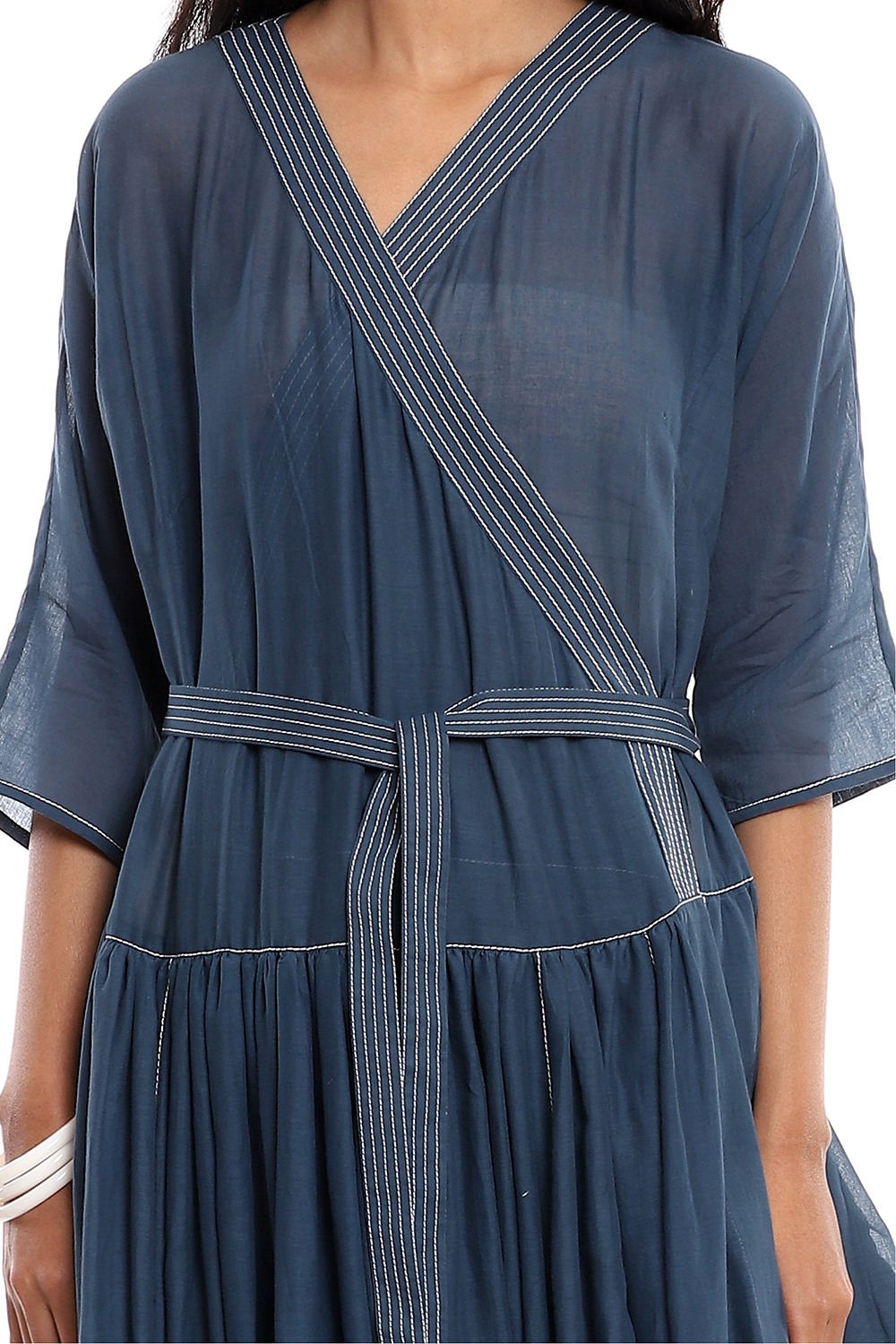 Indigo Cotton Wrap Dress